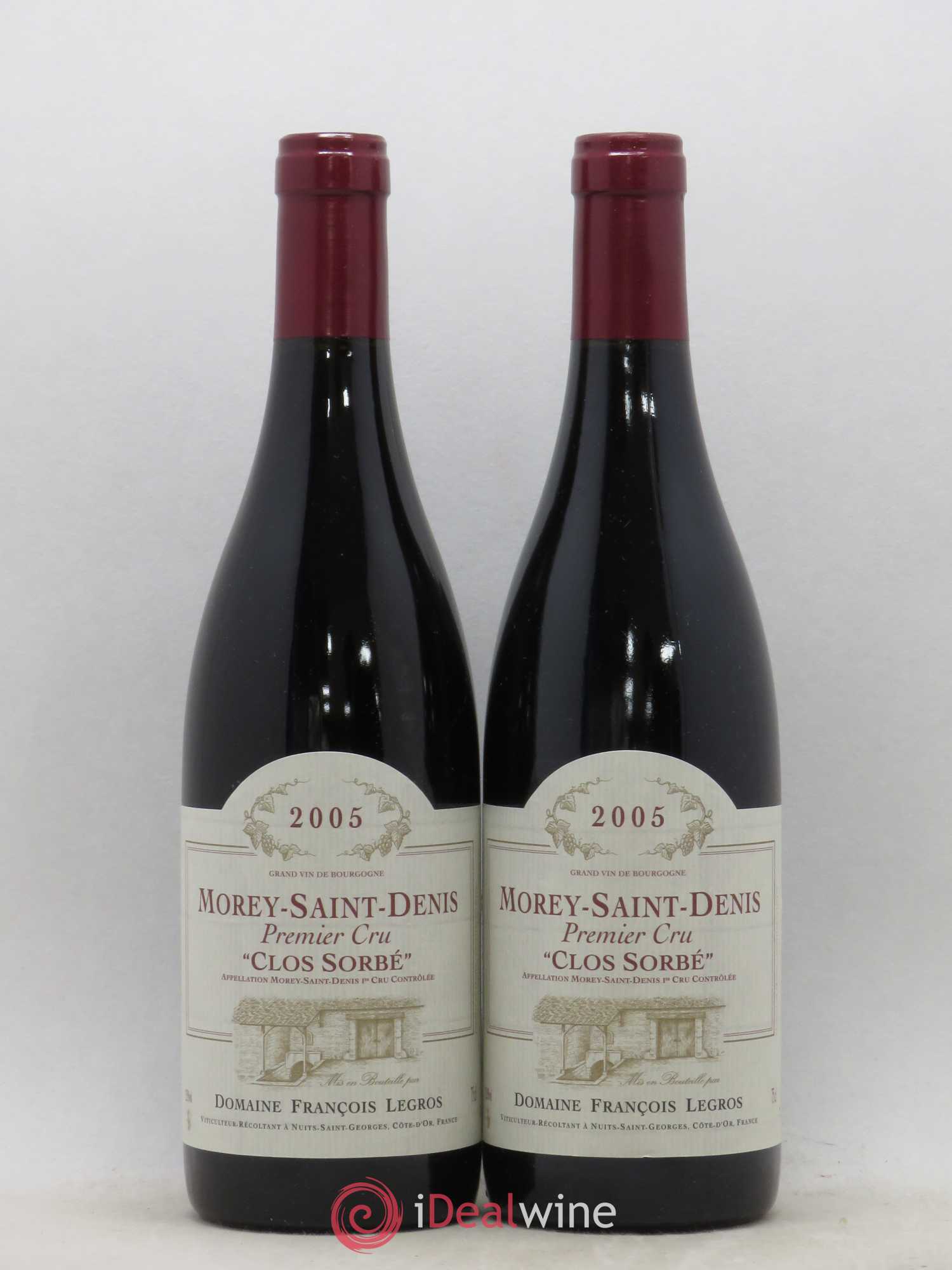 Morey-Saint-Denis 1er Cru Clos Sorbé Francois Legros 2005 - Lot de 2 bouteilles - 0