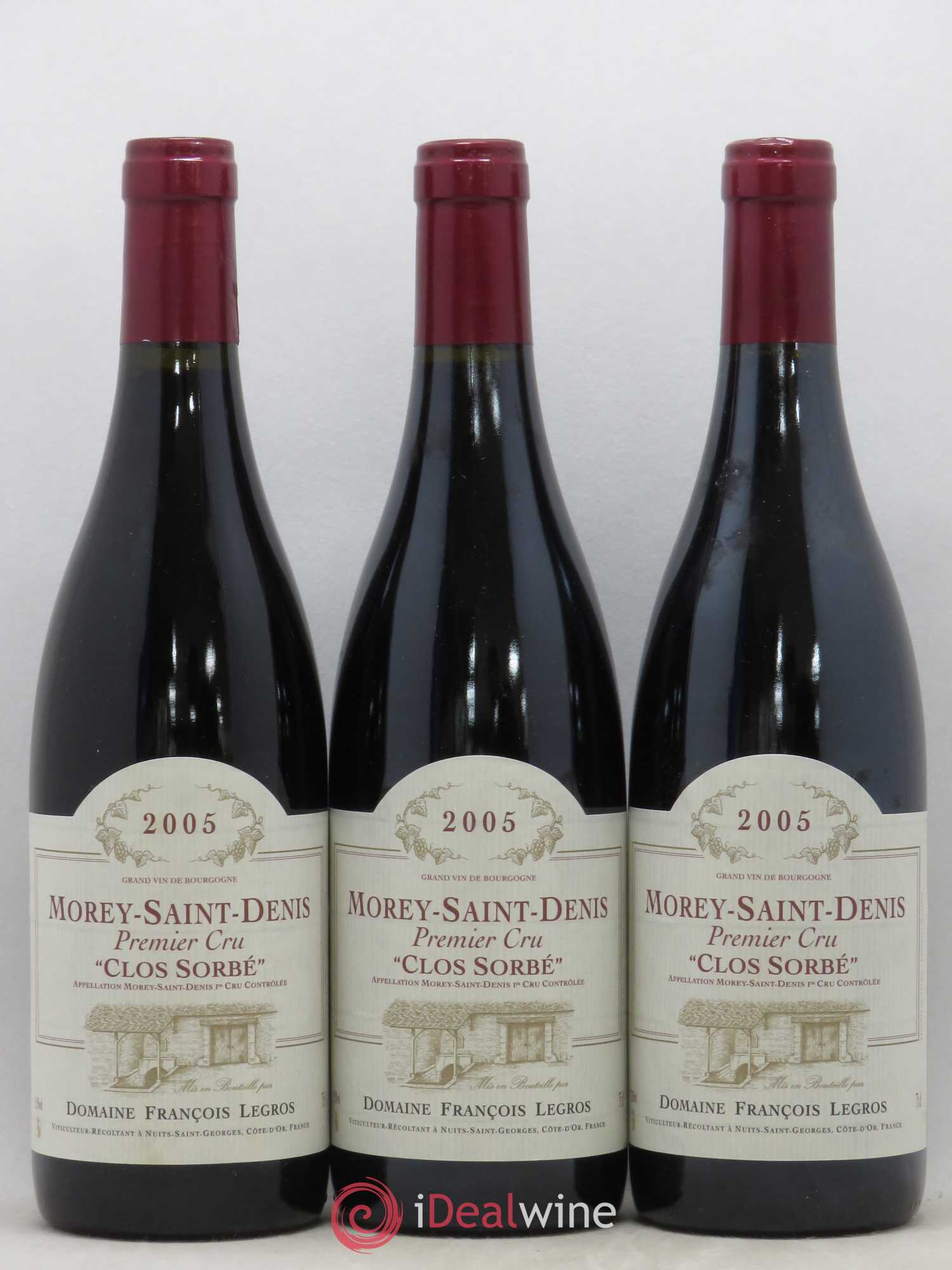 Morey-Saint-Denis 1er Cru Clos Sorbé Francois Legros 2005 - Lot de 6 bouteilles - 1