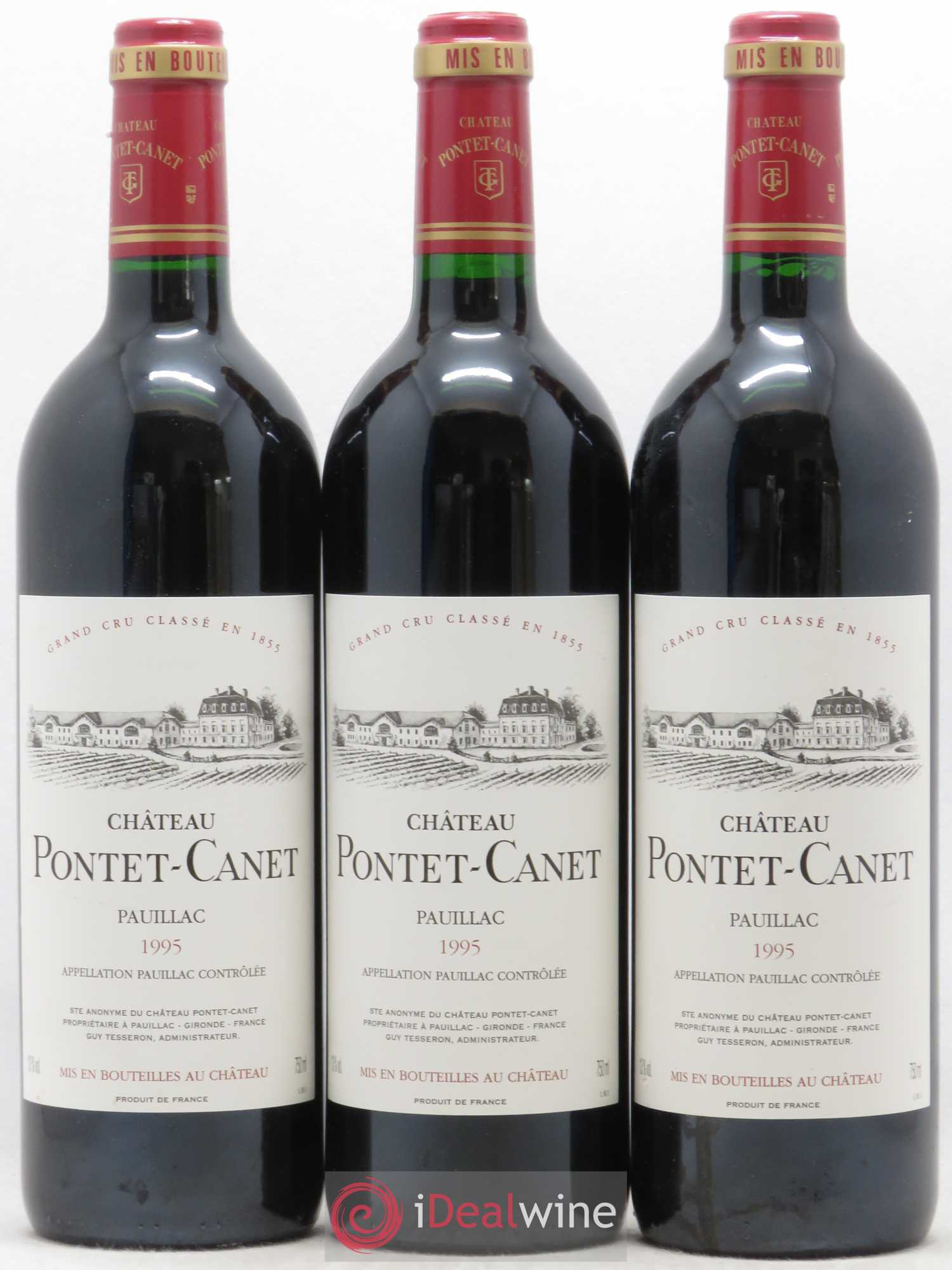 Château Pontet Canet 5ème Grand Cru Classé 1995 - Lot de 3 bouteilles - 0