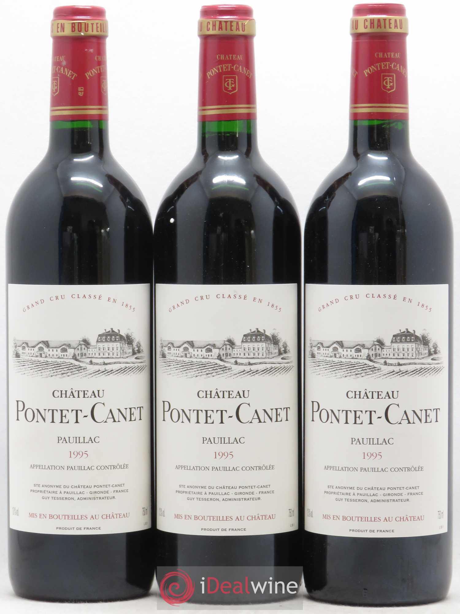 Château Pontet Canet 5ème Grand Cru Classé 1995 - Lot de 3 bouteilles - 0