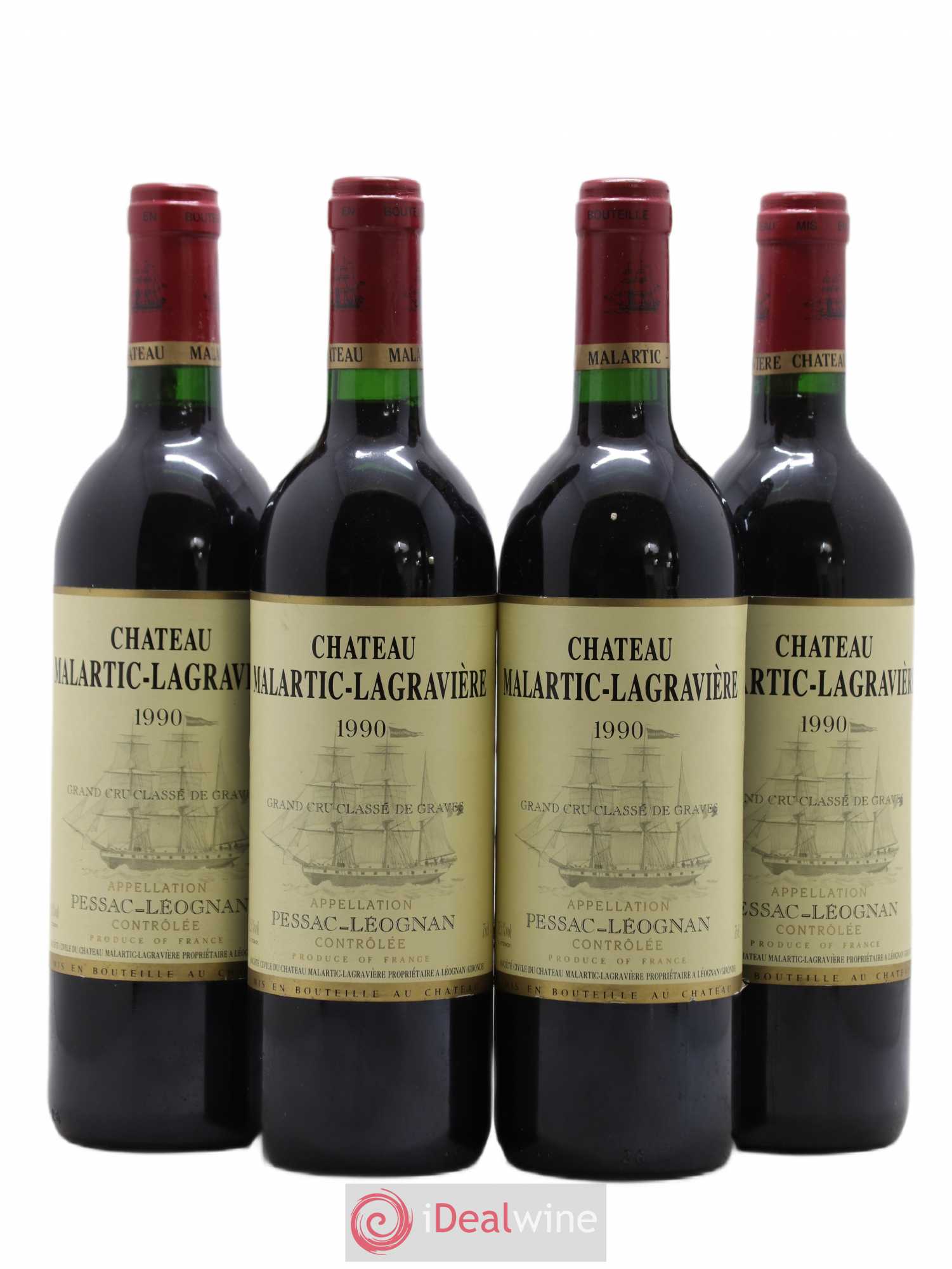 Château Malartic-Lagravière Cru Classé de Graves 1990 - Lot de 4 bouteilles - 0