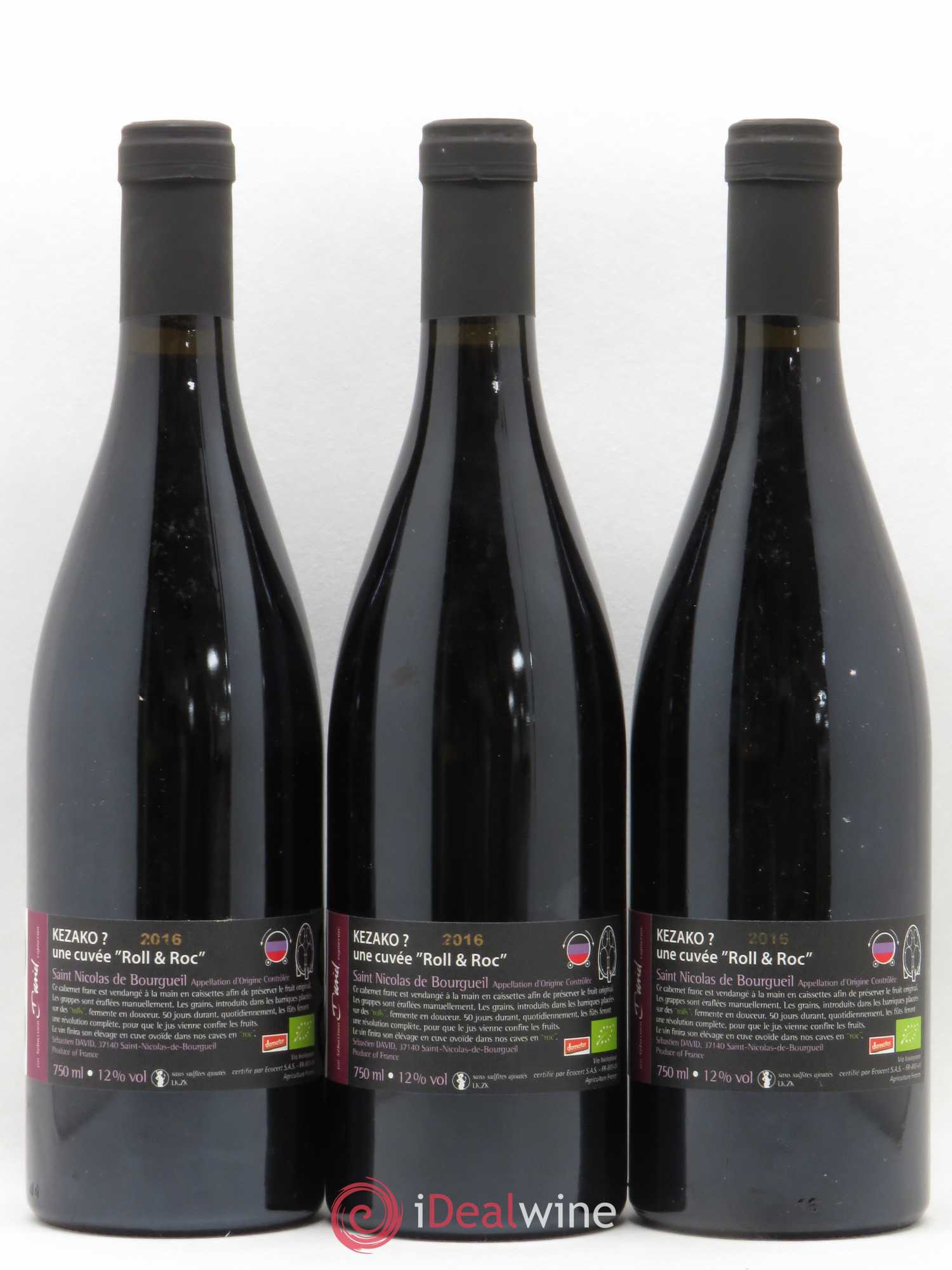 Saint-Nicolas de Bourgueil Cuvée Kezako Sebastien David 2016 - Lot de 3 bouteilles - 1