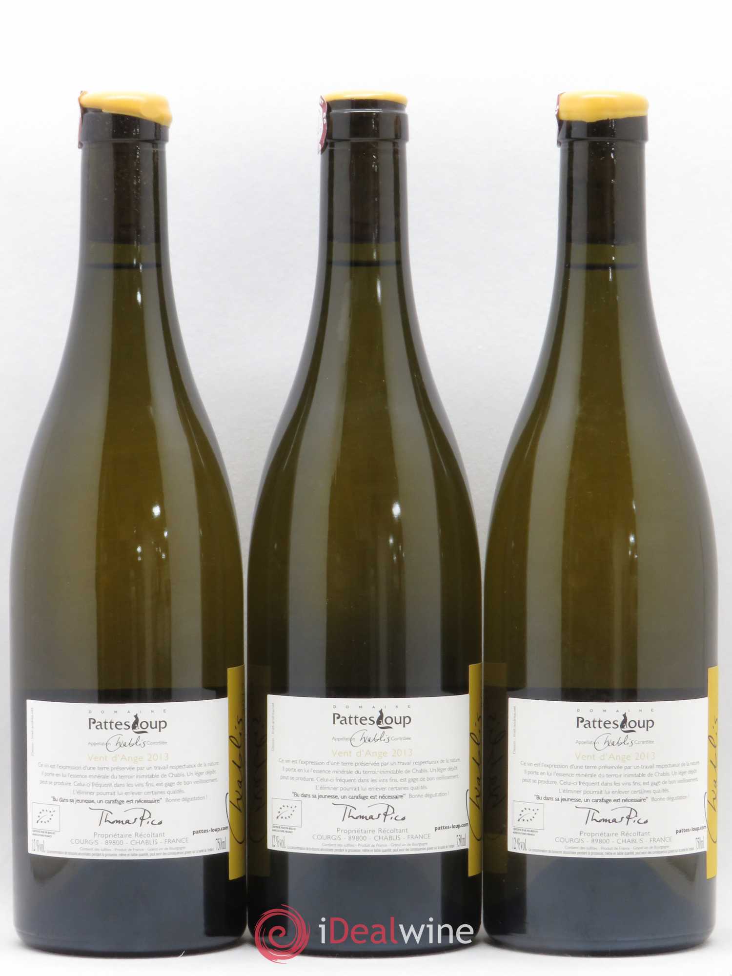 Chablis Vent d'Ange Pattes Loup (Domaine) 2013 - Lot de 3 bouteilles - 1