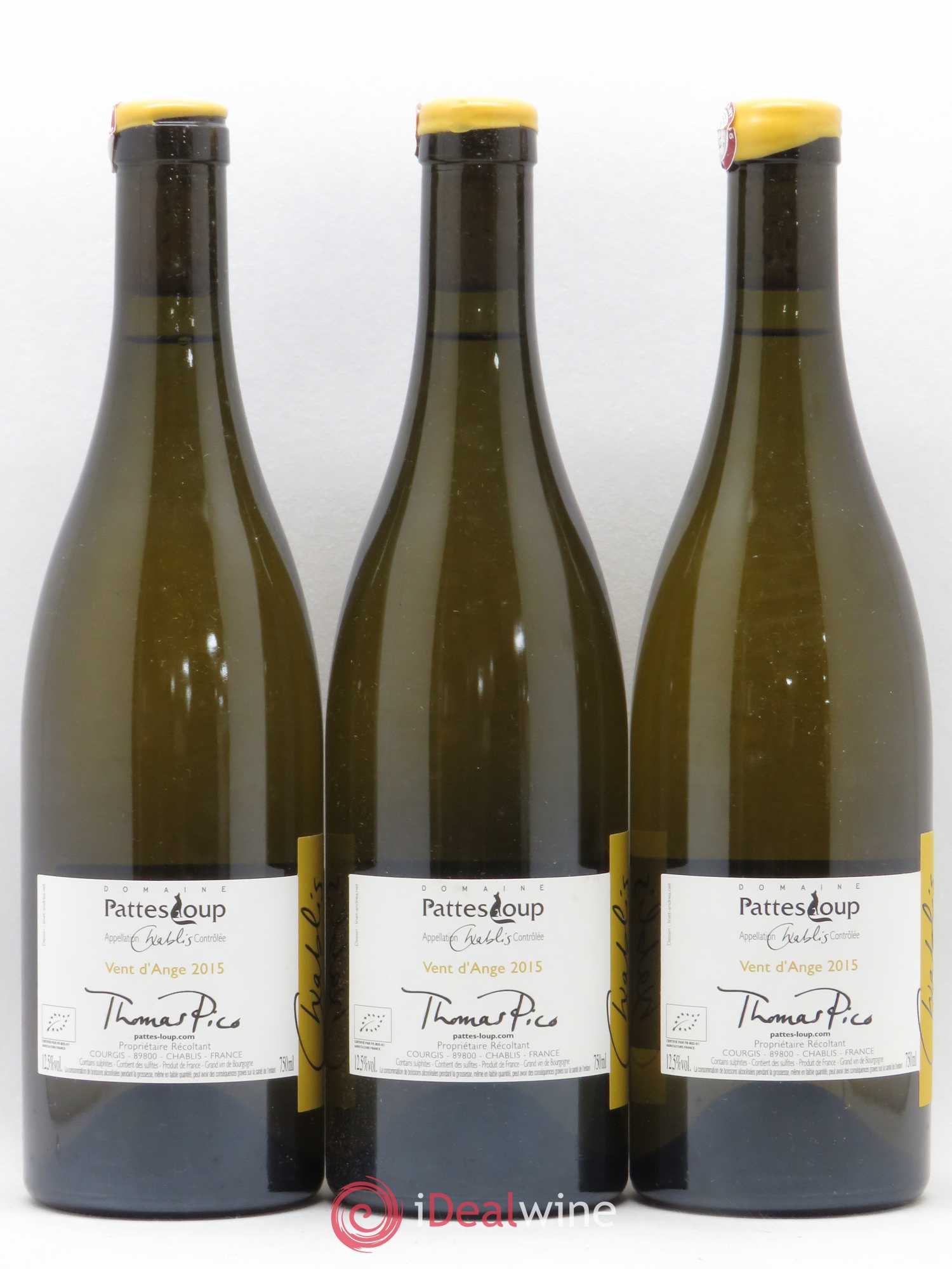 Chablis Vent d'Ange Pattes Loup (Domaine) 2015 - Lot de 3 bouteilles - 1