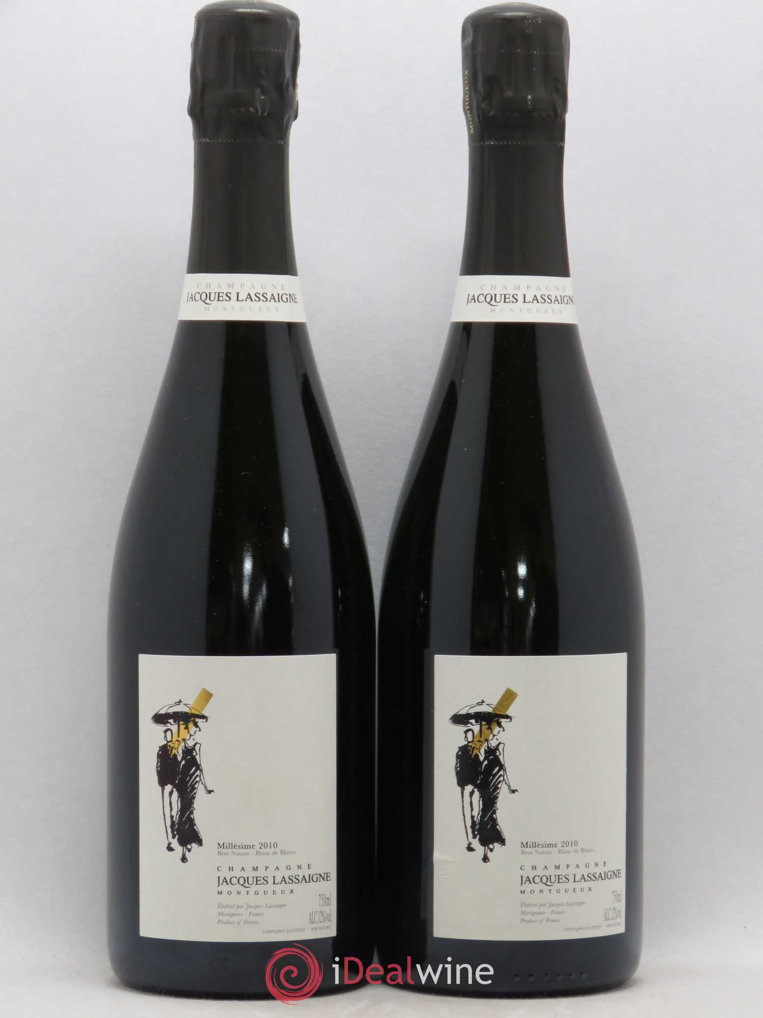 Blanc de Blancs millésimé Brut Nature Jacques Lassaigne 2010 - Lot of 2 bottles - 0