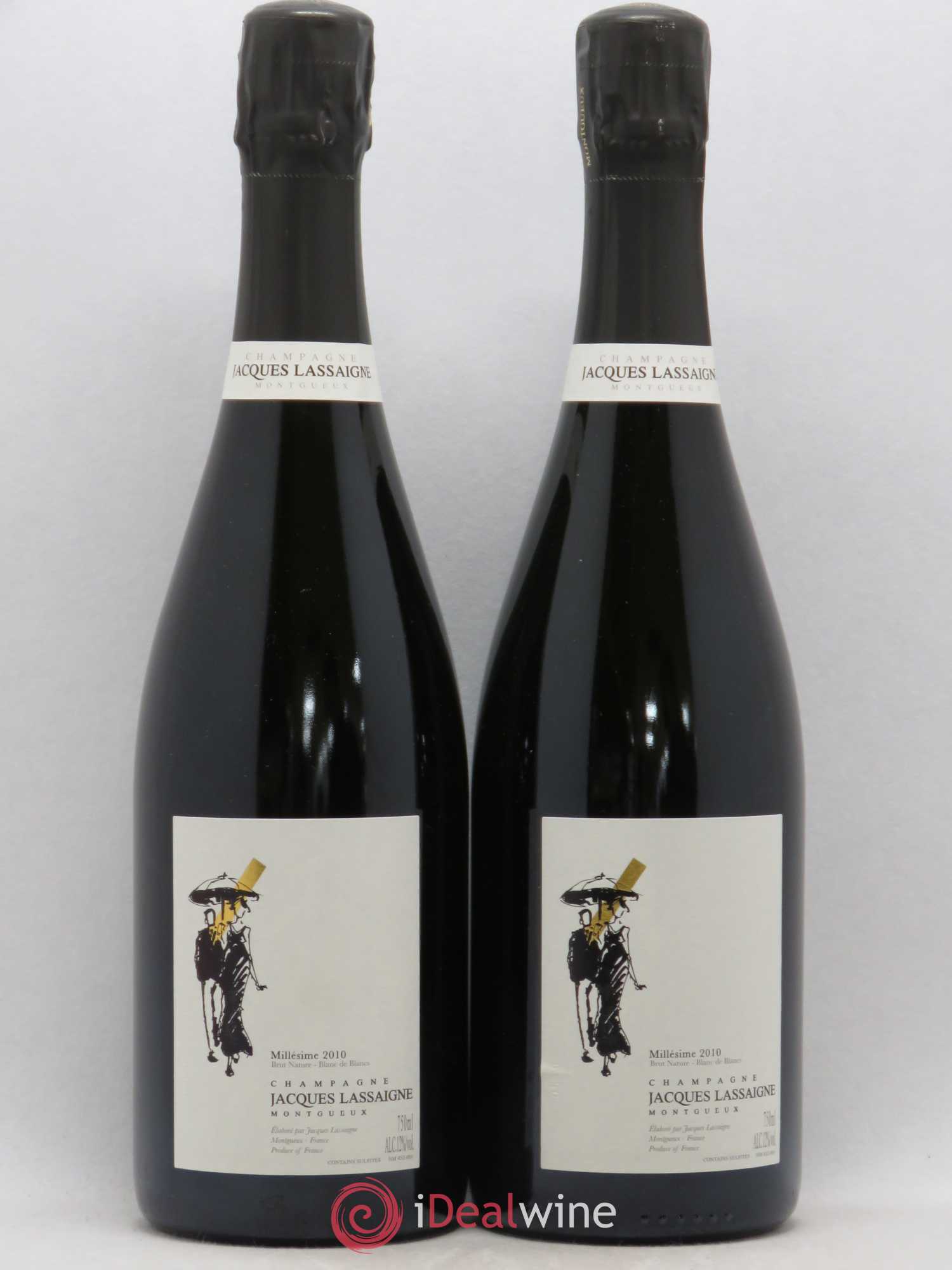 Blanc de Blancs millésimé Brut Nature Jacques Lassaigne 2010 - Lot of 2 bottles - 0