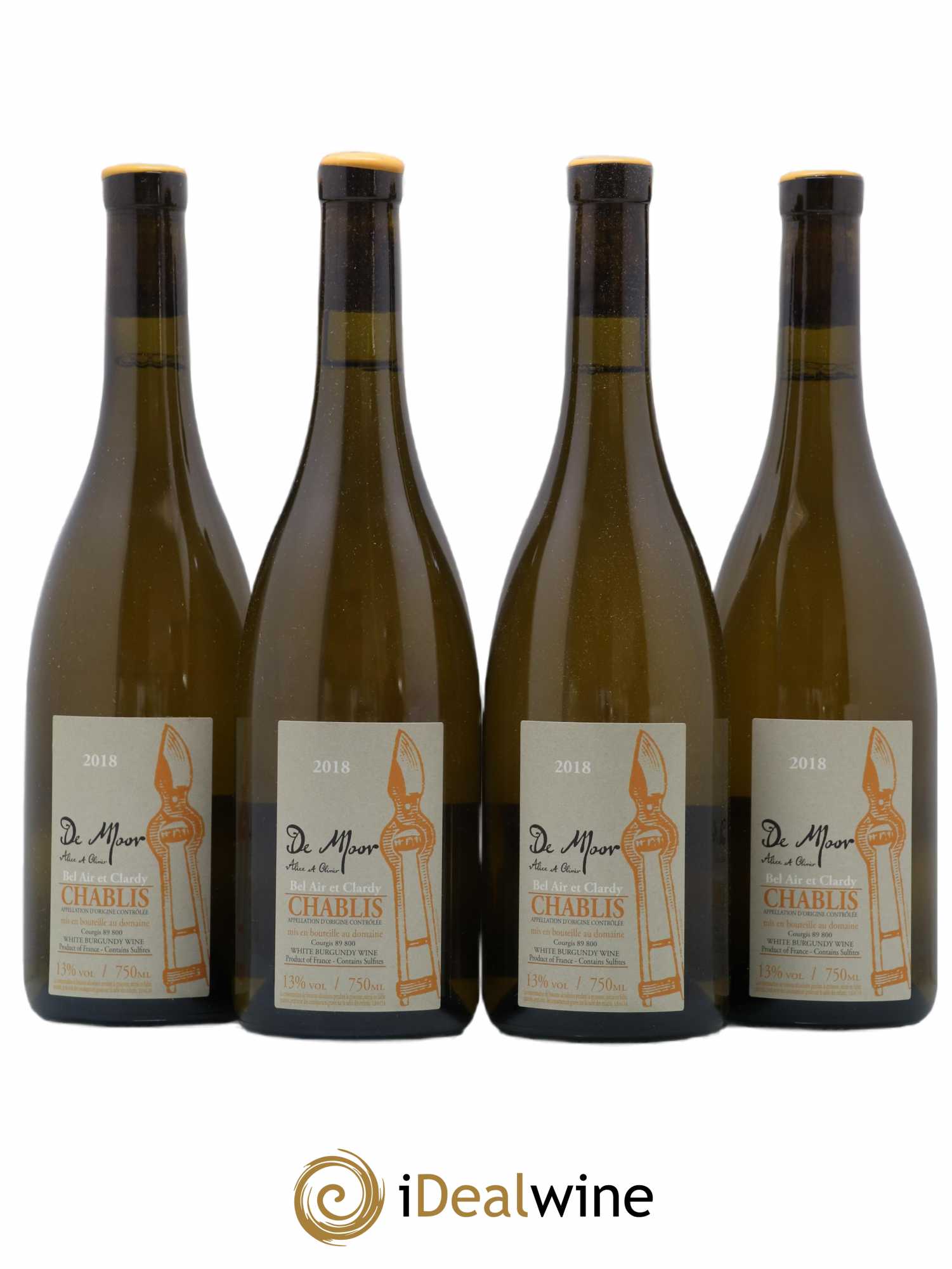 Chablis Bel Air et Clardy Alice et Olivier De Moor 2018 - Lot de 4 bouteilles - 0
