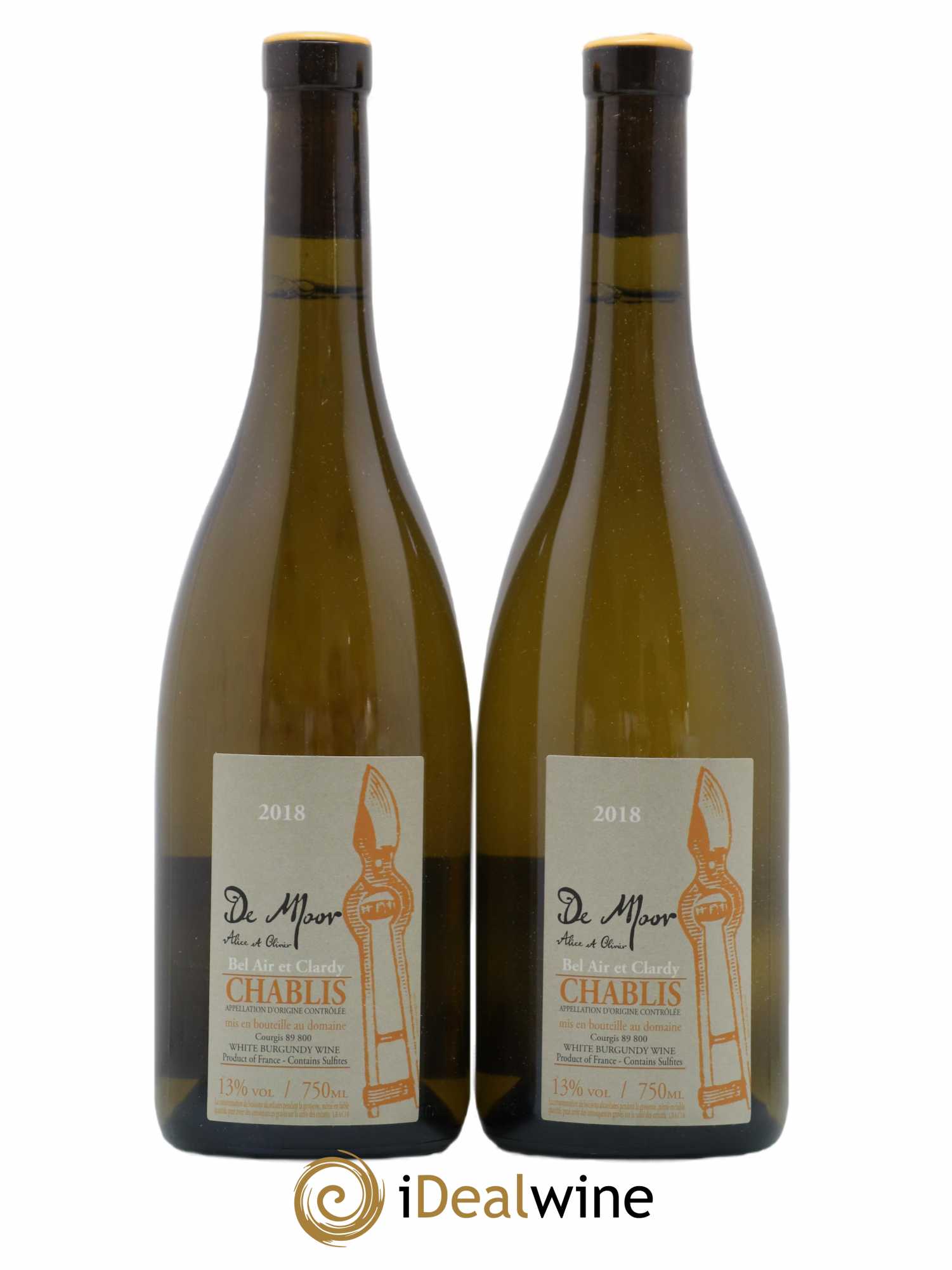 Chablis Bel Air et Clardy Alice et Olivier De Moor 2018 - Lot de 2 bouteilles - 0