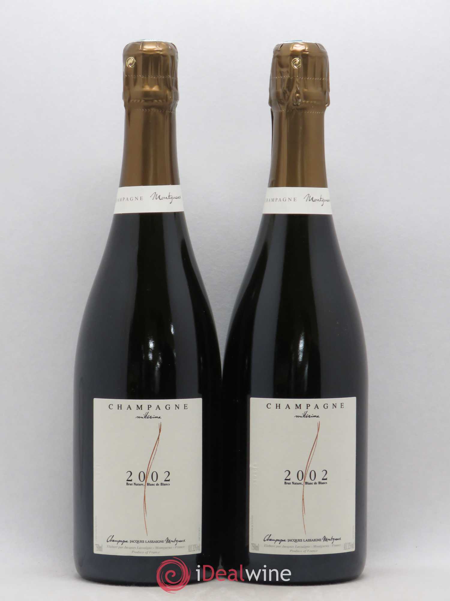 Blanc de Blancs millésimé Brut Nature Jacques Lassaigne 2002 - Lot de 2 bouteilles - 0