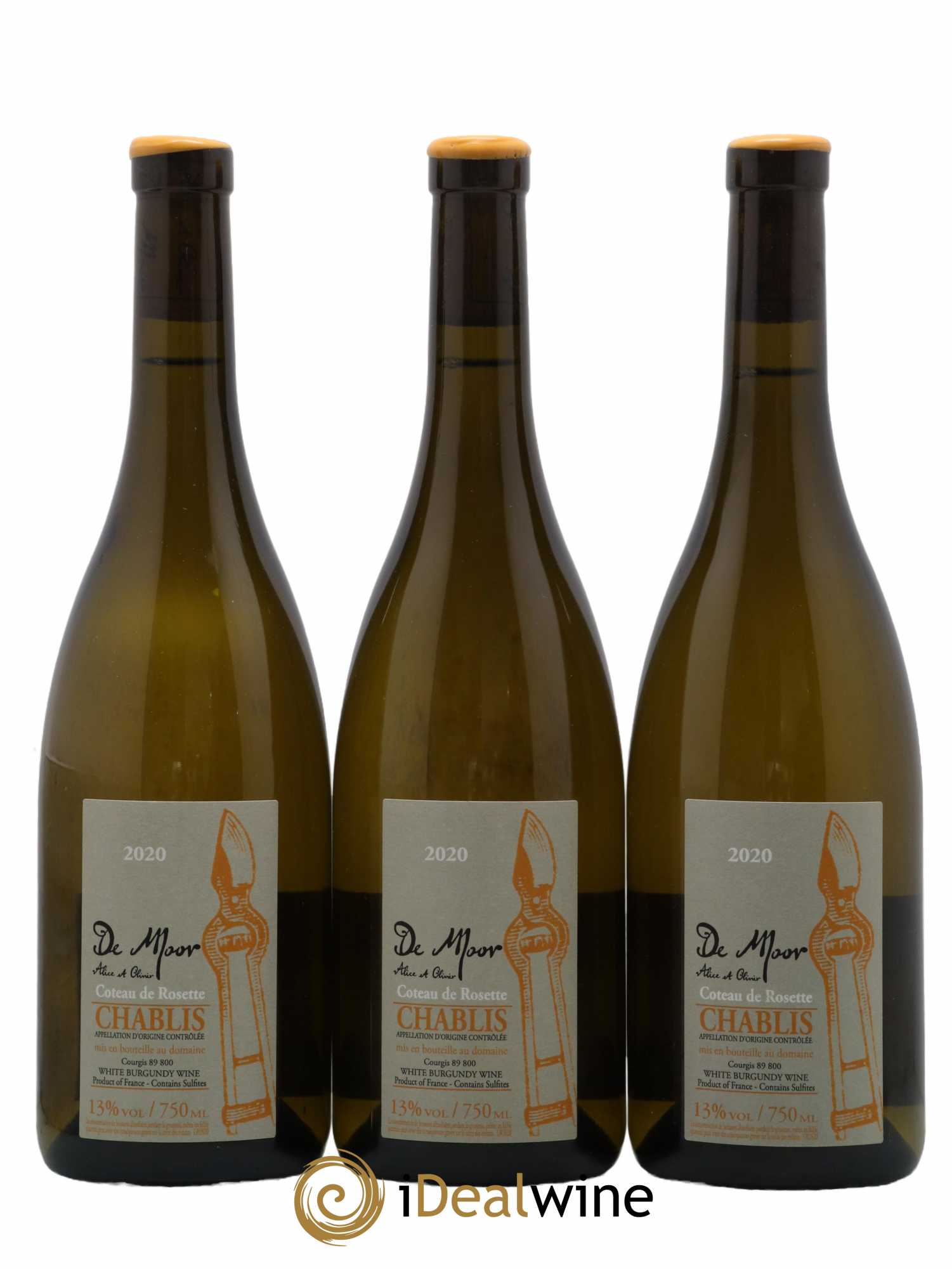 Chablis Côteau de Rosette Alice et Olivier De Moor 2020 - Lot de 3 bouteilles - 0