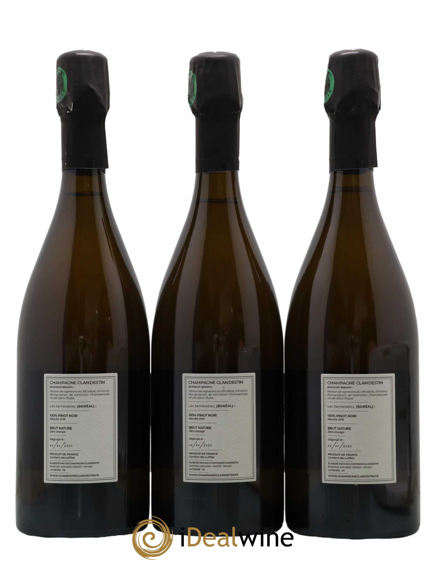 Champagne Les Semblables Boréal Clandestin 2019 - Lot de 3 bouteilles - 1
