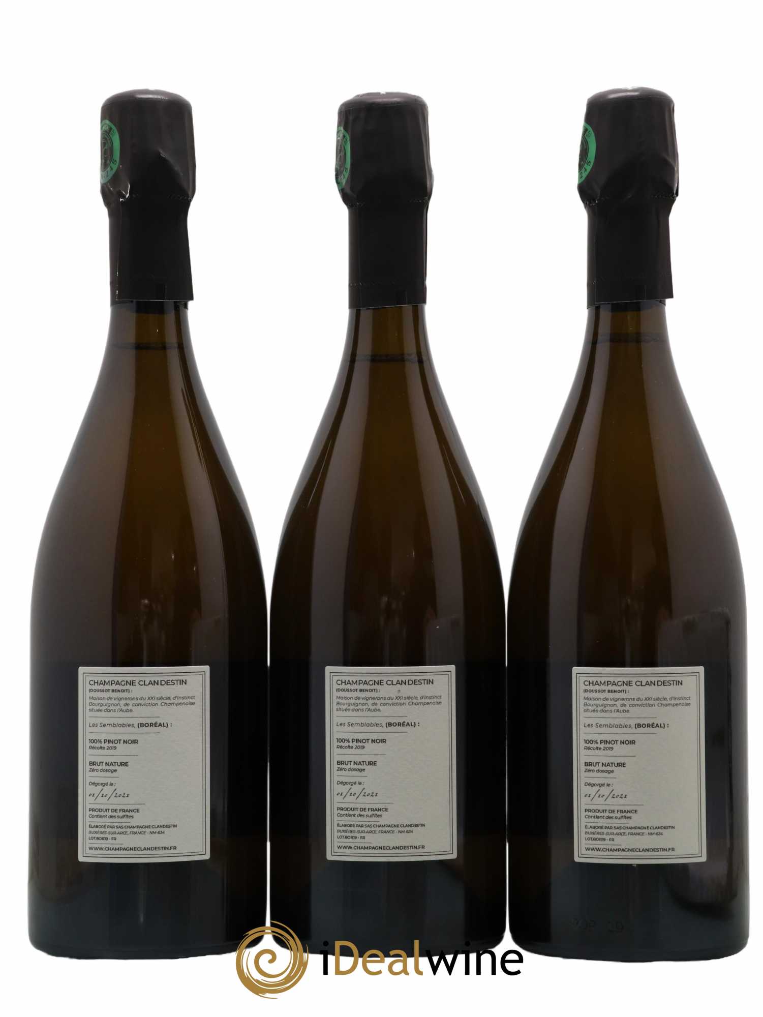 Champagne Les Semblables Boréal Clandestin 2019 - Lot de 3 bouteilles - 1