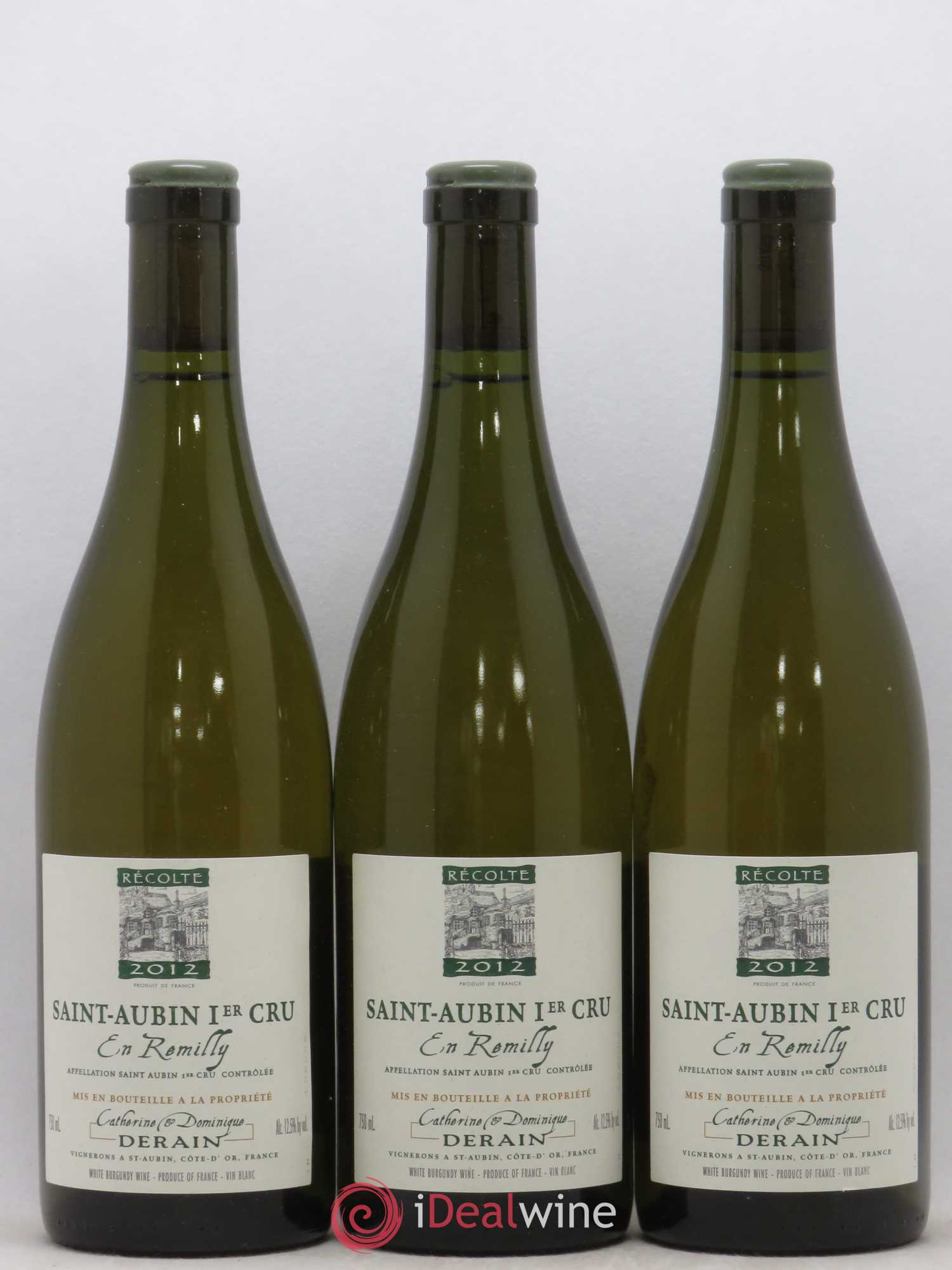 Saint-Aubin 1er Cru En Remilly Dominique Derain 2012 - Lotto di 3 bottiglie - 0