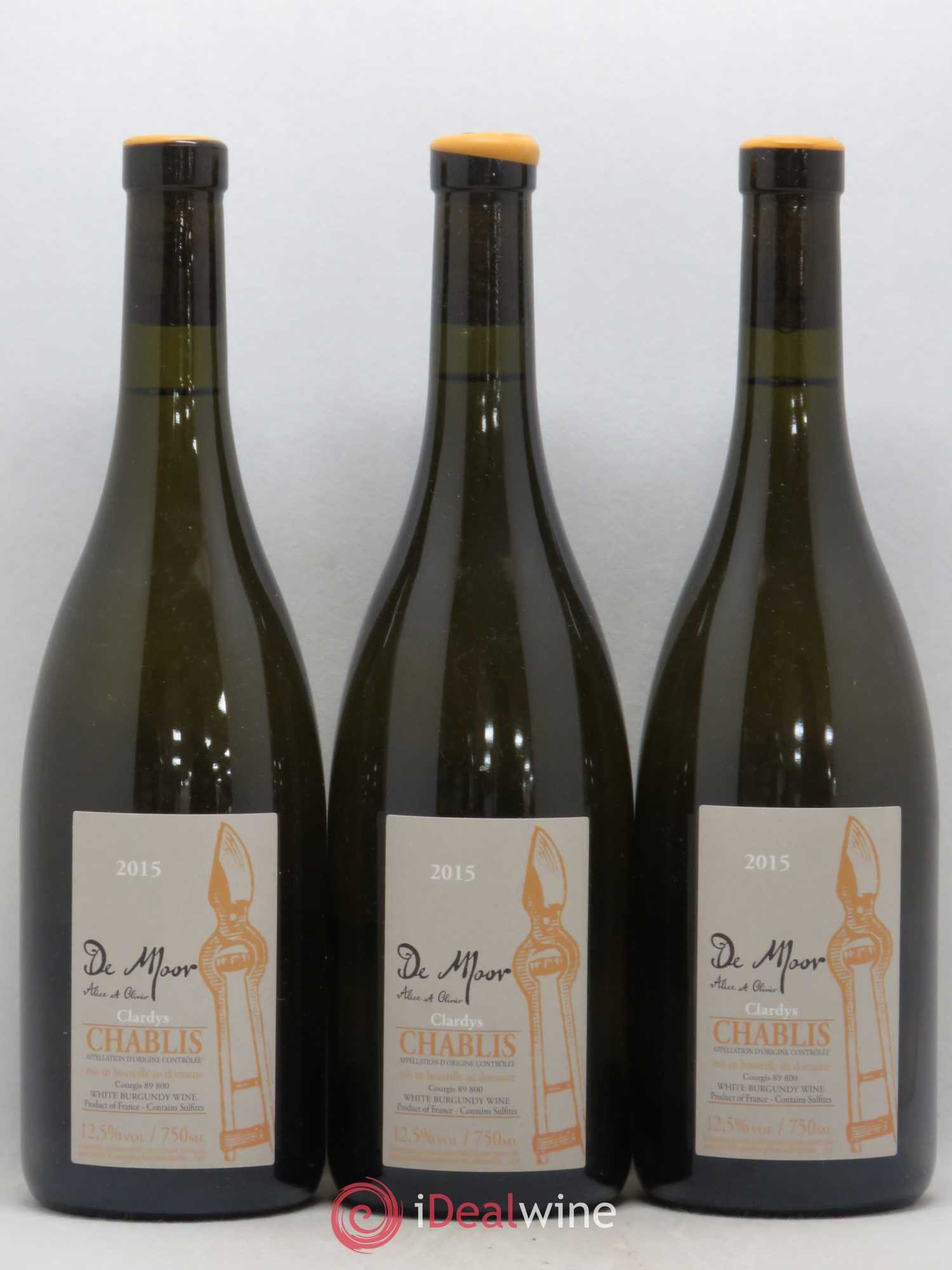 Chablis Bel Air et Clardy Alice et Olivier De Moor 2015 - Lot de 3 bouteilles - 0
