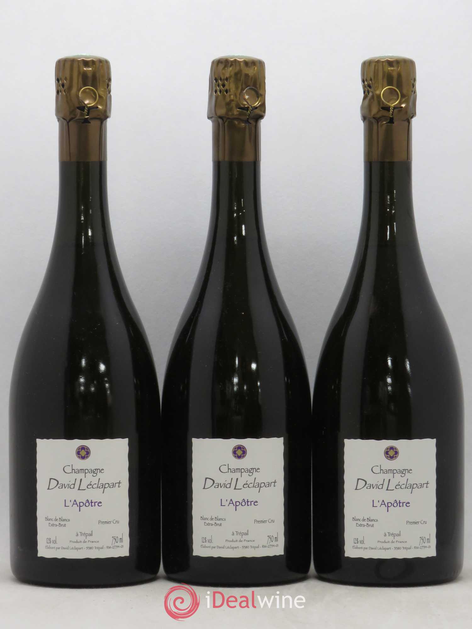 L'Apôtre Blanc de Blancs 1er Cru Extra-Brut David Leclapart 2005 - Lot de 3 bouteilles - 0