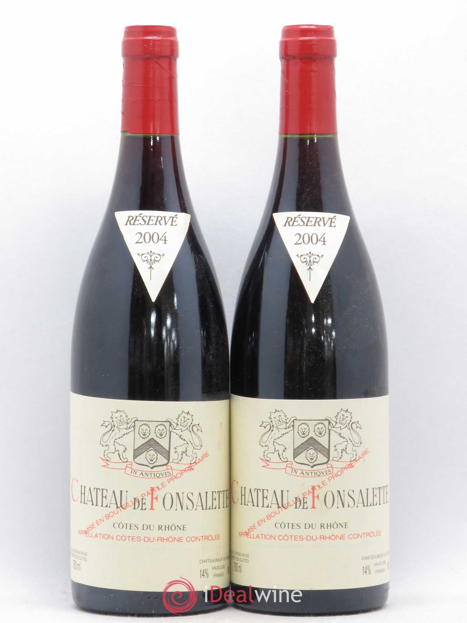 Côtes-du-Rhône Château de Fonsalette Emmanuel Reynaud 2004 - Lot de 2 bouteilles - 0