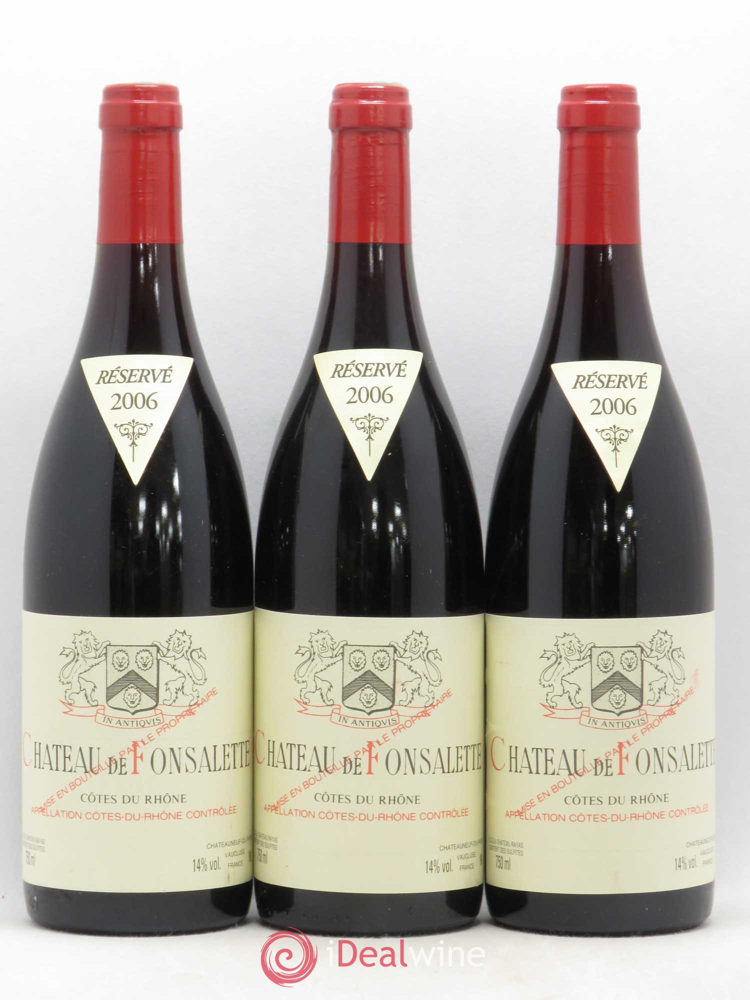 Côtes-du-Rhône Château de Fonsalette Emmanuel Reynaud 2006 - Lot de 3 bouteilles - 0