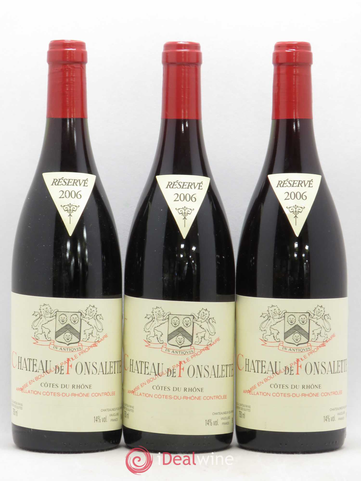 Côtes-du-Rhône Château de Fonsalette Emmanuel Reynaud 2006 - Lot de 3 bouteilles - 0