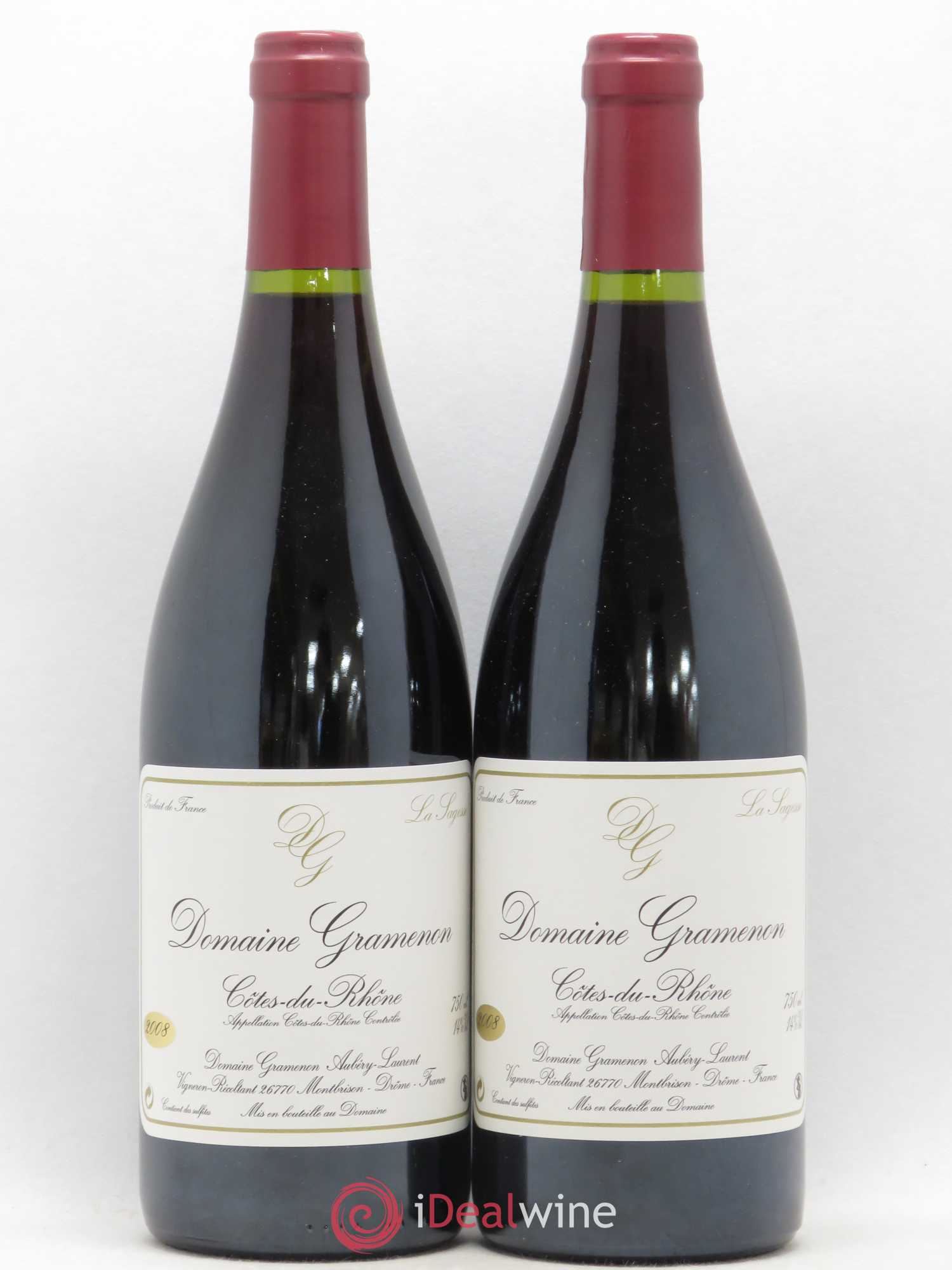 Côtes-du-Rhône La Sagesse Gramenon (Domaine) 2008 - Lot de 2 bouteilles - 0