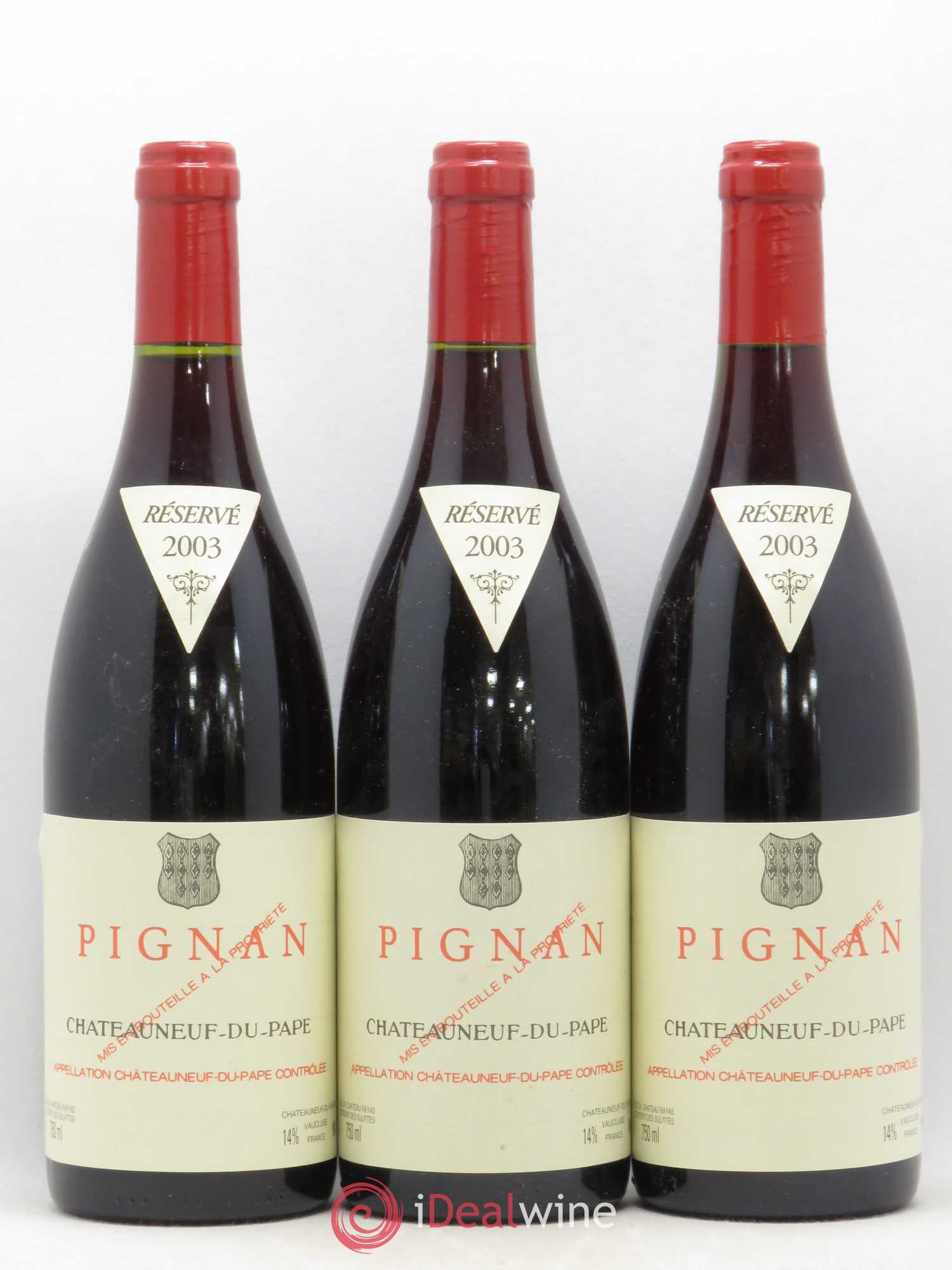 Châteauneuf-du-Pape Pignan Emmanuel Reynaud 2003 - Lot de 3 bouteilles - 0