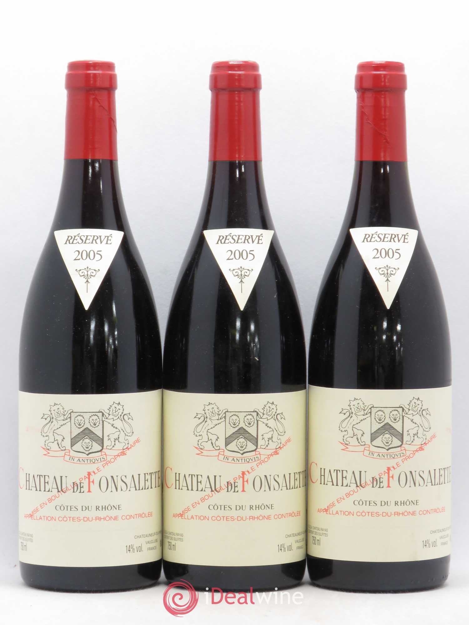 Côtes-du-Rhône Château de Fonsalette Emmanuel Reynaud 2005 - Lot de 3 bouteilles - 0