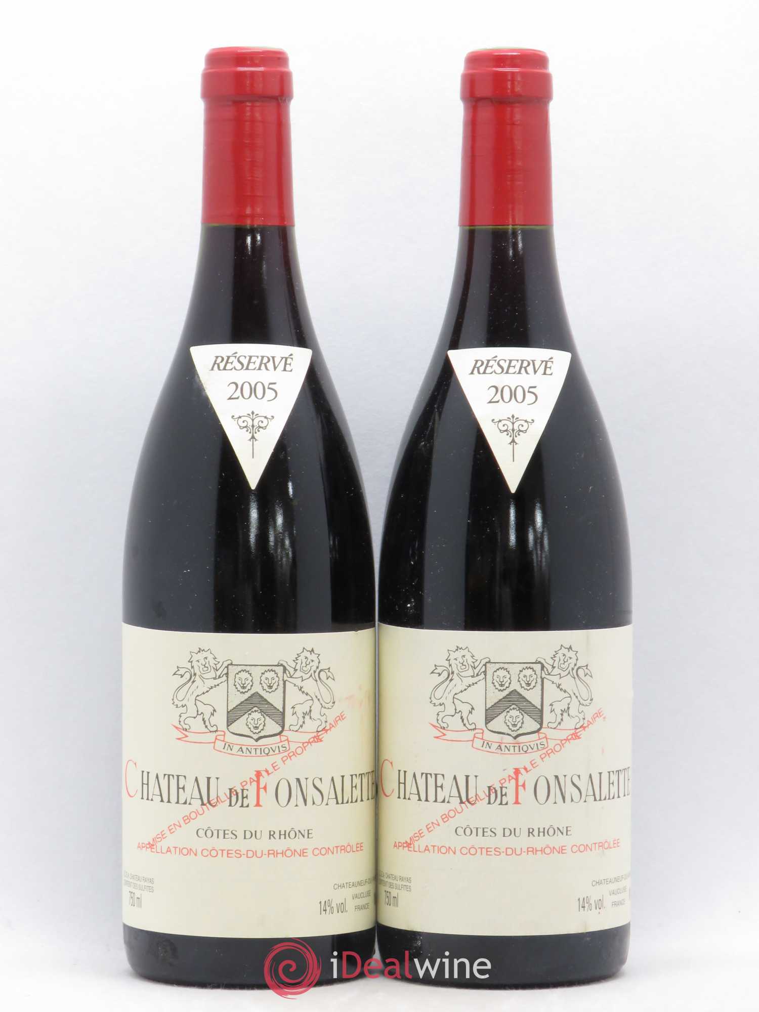Côtes-du-Rhône Château de Fonsalette Emmanuel Reynaud 2005 - Lot de 2 bouteilles - 0