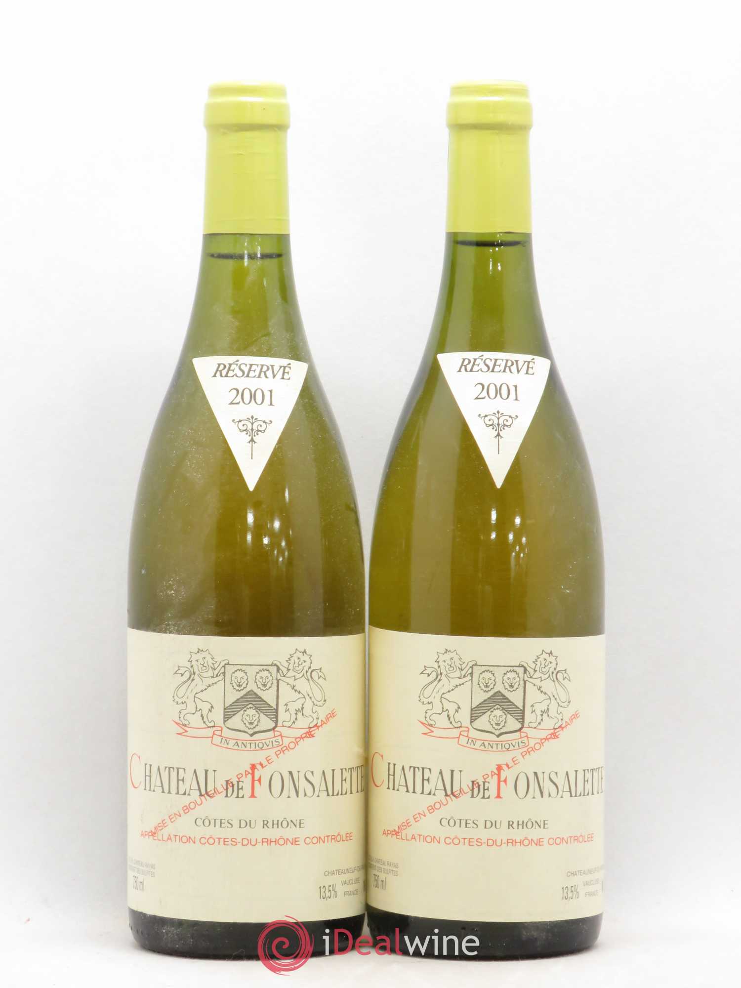 Côtes-du-Rhône Château de Fonsalette Emmanuel Reynaud 2001 - Lot de 2 bouteilles - 0
