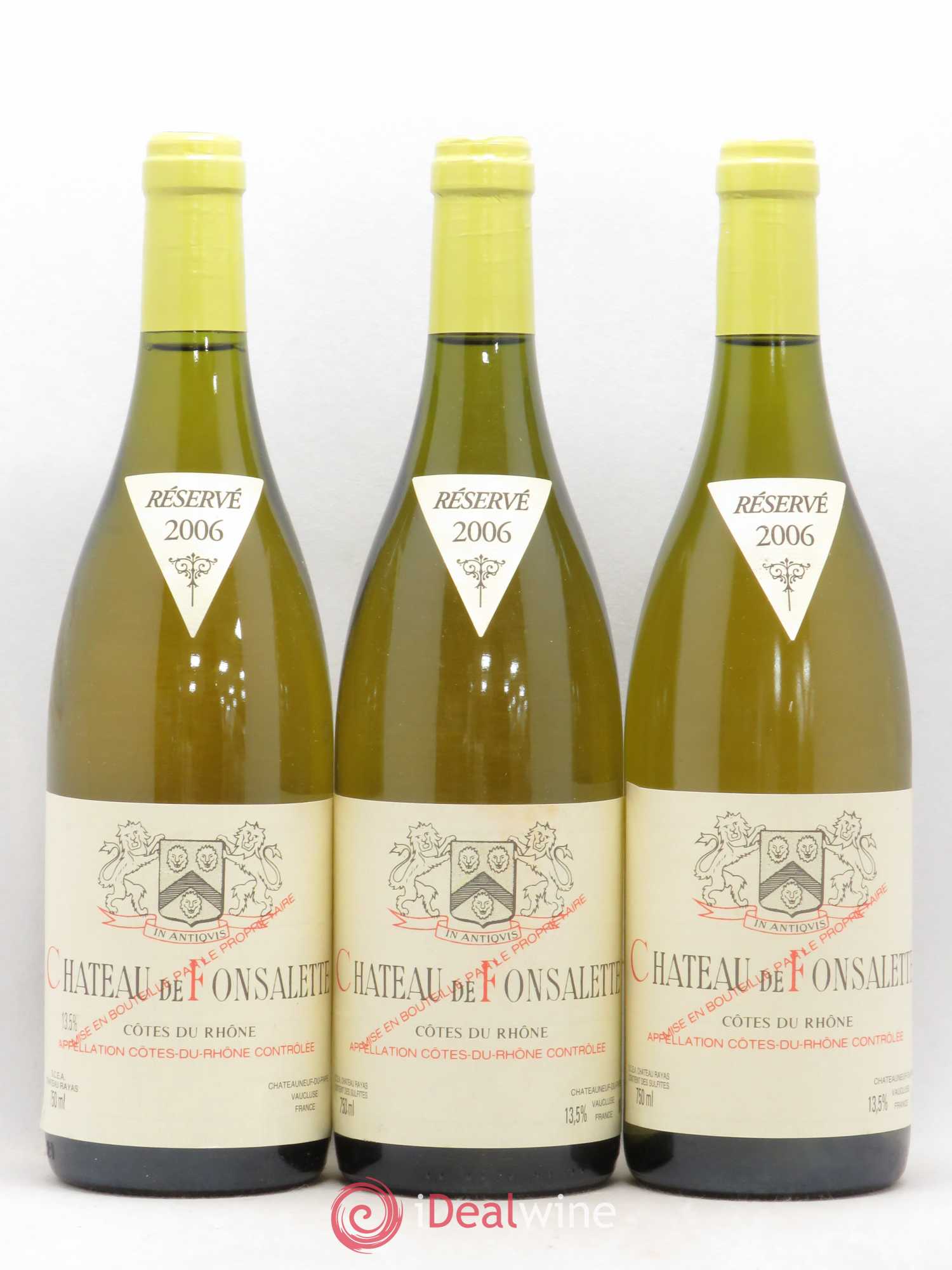 Côtes-du-Rhône Château de Fonsalette Emmanuel Reynaud 2006 - Lot de 3 bouteilles - 0