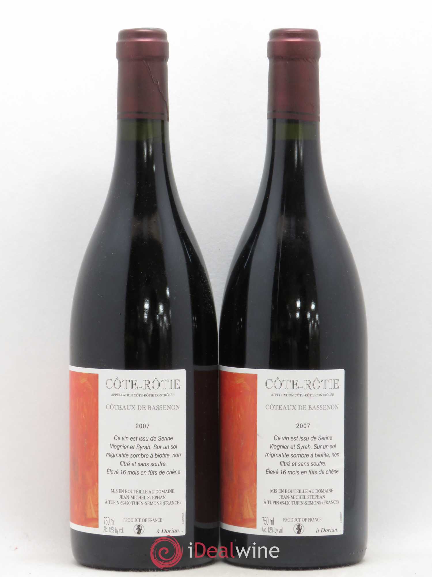 Côte-Rôtie Coteaux de Bassenon Jean-Michel Stephan 2007 - Lot de 2 bouteilles - 1