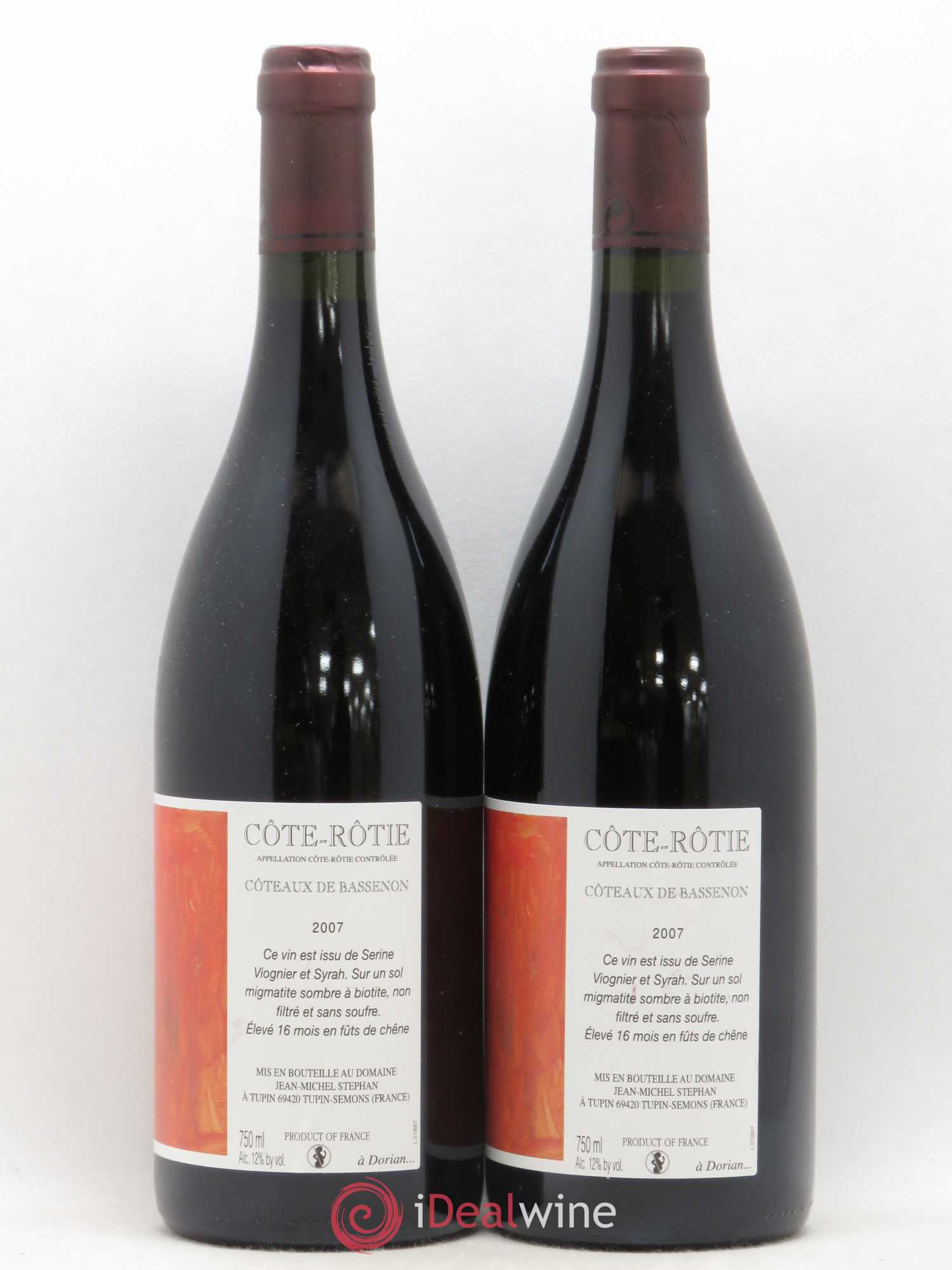 Côte-Rôtie Coteaux de Bassenon Jean-Michel Stephan 2007 - Lot de 2 bouteilles - 1