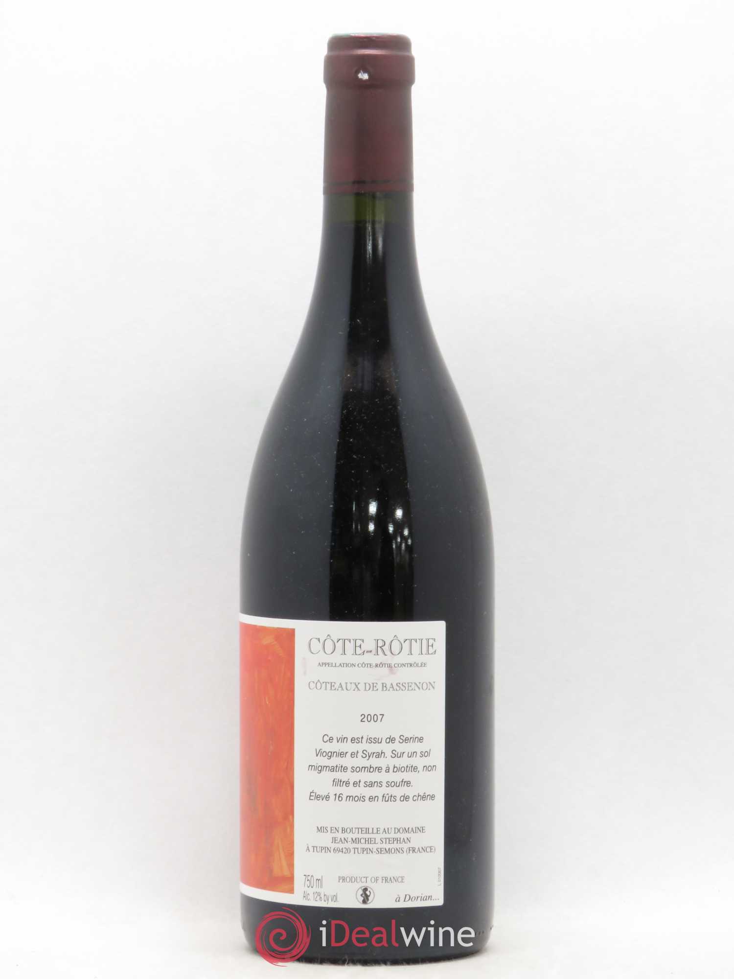 Côte-Rôtie Coteaux de Bassenon Jean-Michel Stephan 2007 - Lot de 1 bouteille - 1