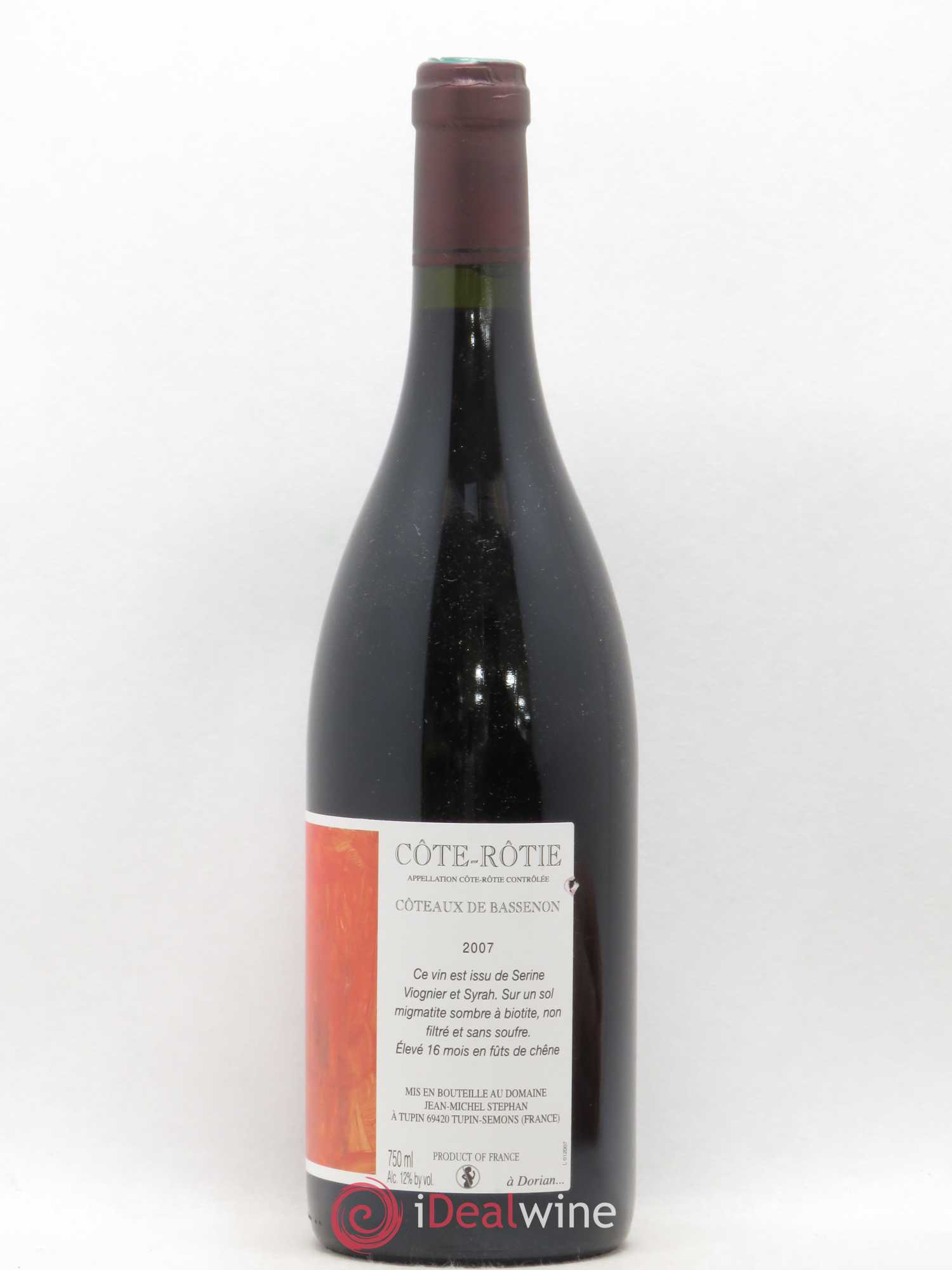 Côte-Rôtie Coteaux de Bassenon Jean-Michel Stephan 2007 - Lot de 1 bouteille - 1