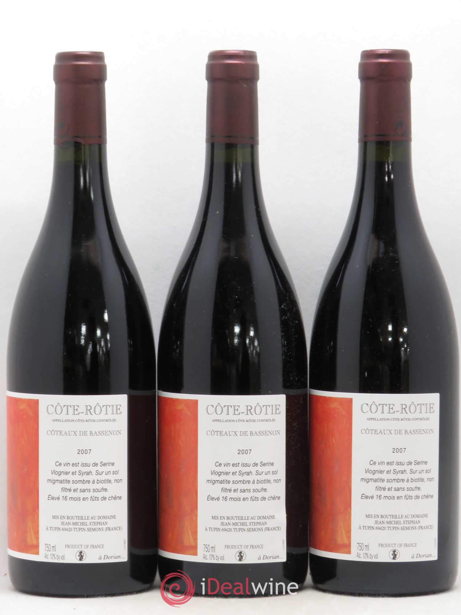 Côte-Rôtie Coteaux de Bassenon Jean-Michel Stephan 2007 - Lot de 3 bouteilles - 1
