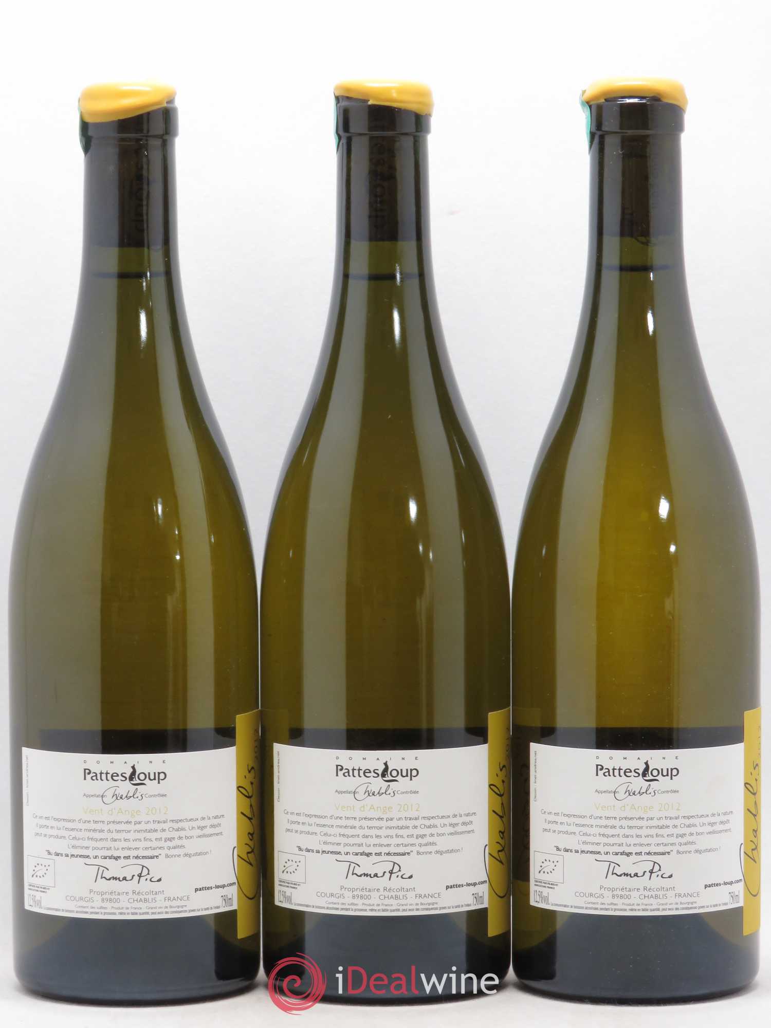 Chablis Vent d'Ange Pattes Loup (Domaine) 2012 - Lot de 3 bouteilles - 1