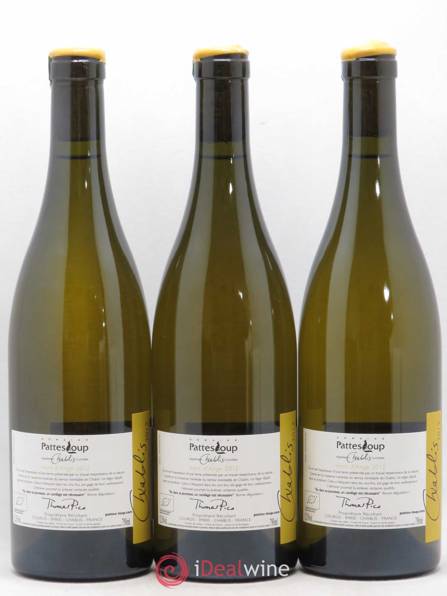 Chablis Vent d'Ange Pattes Loup (Domaine) 2012 - Lot de 3 bouteilles - 1