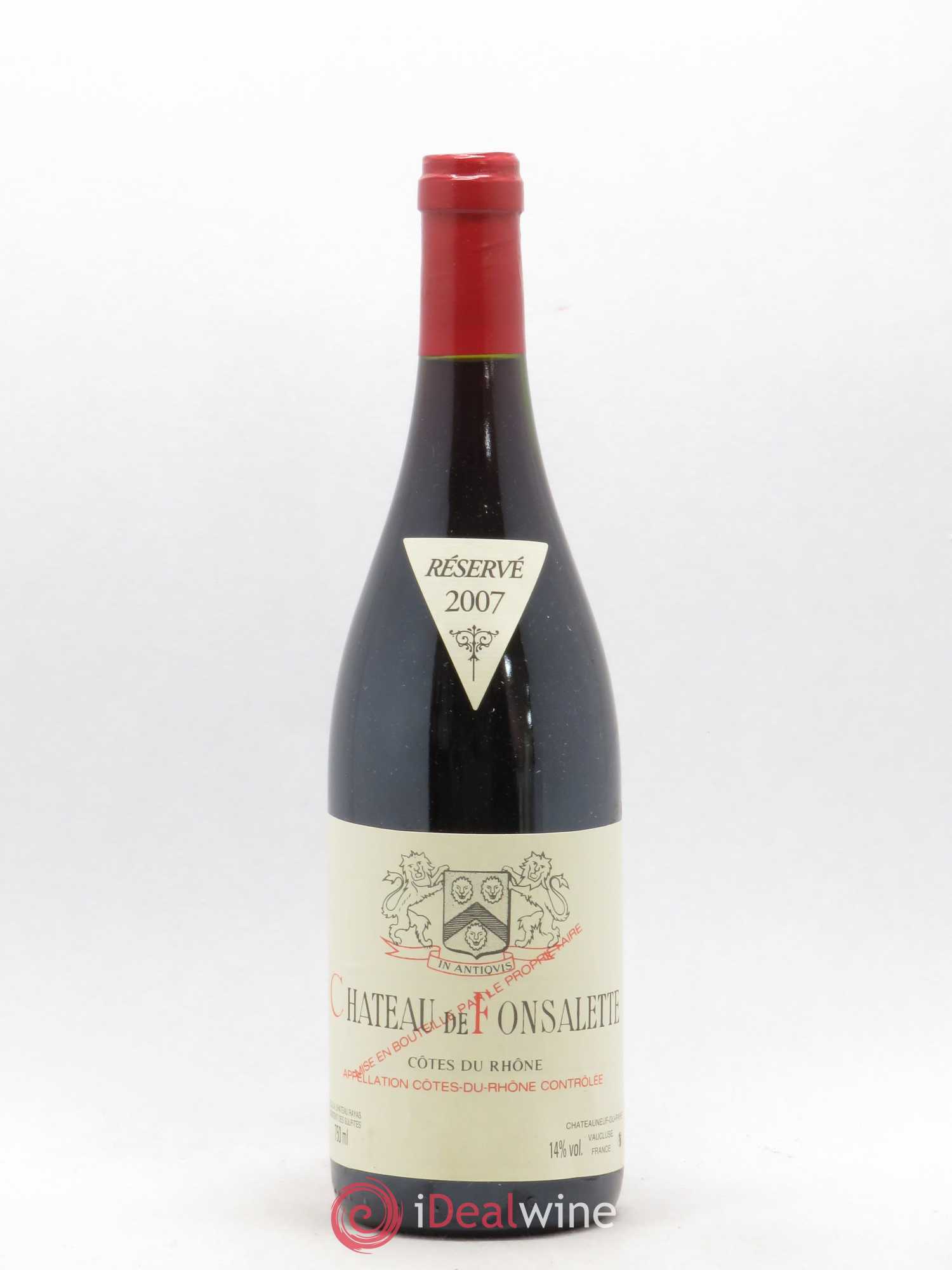 Côtes-du-Rhône Château de Fonsalette Emmanuel Reynaud 2007 - Lot de 1 bouteille - 0