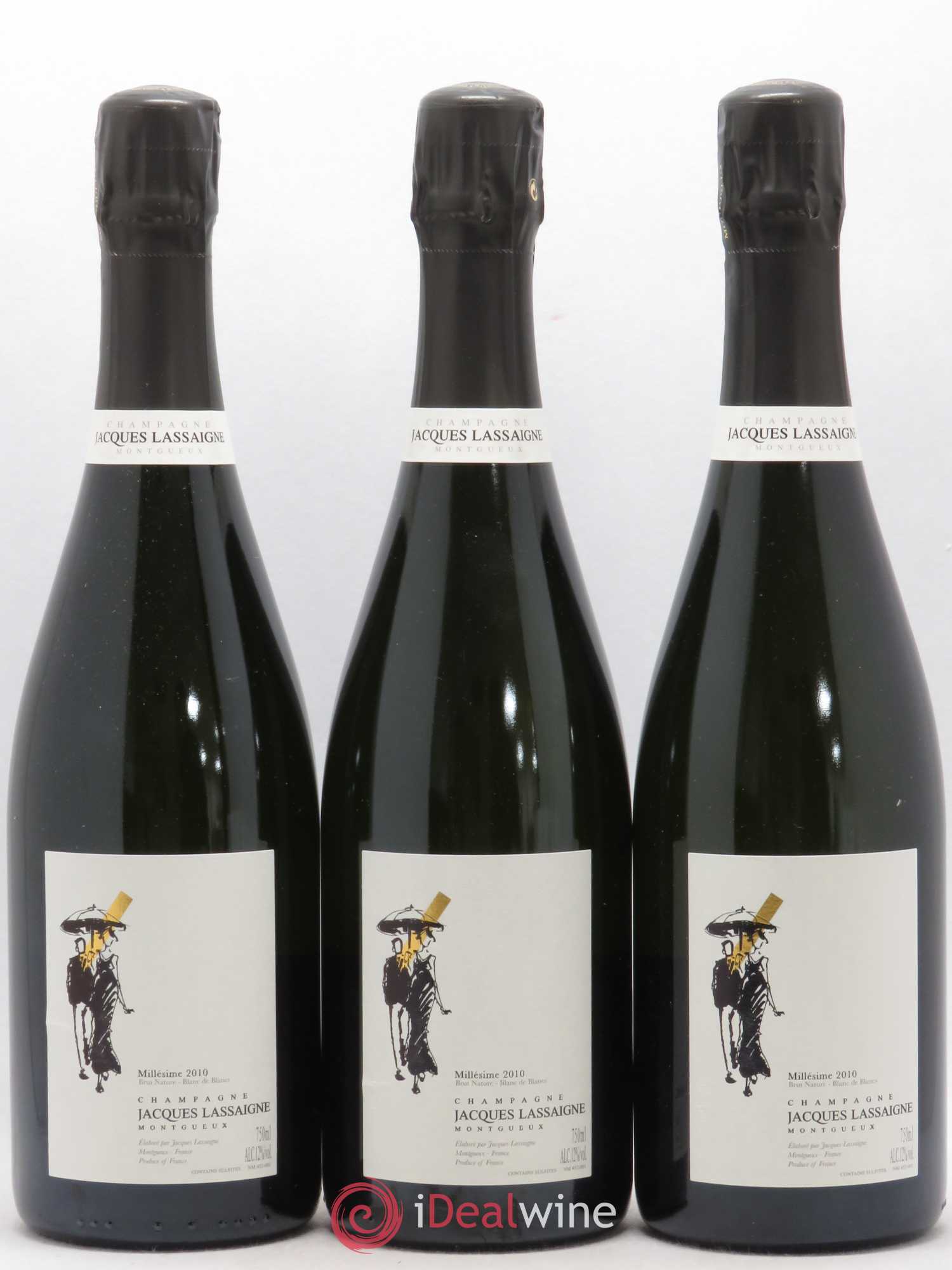 Blanc de Blancs millésimé Brut Nature Jacques Lassaigne 2010 - Lot de 3 bouteilles - 0