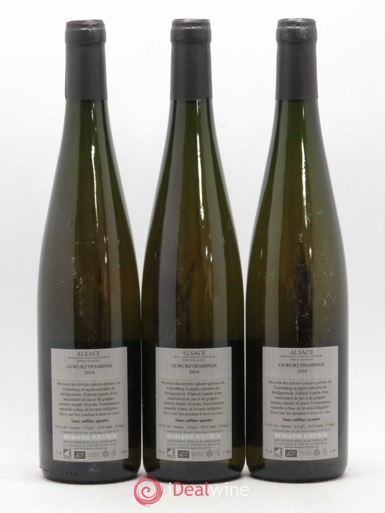 Gewurztraminer Cuvée Demoiselle Domaine Rietsch 2016 - Lot de 3 bouteilles - 1