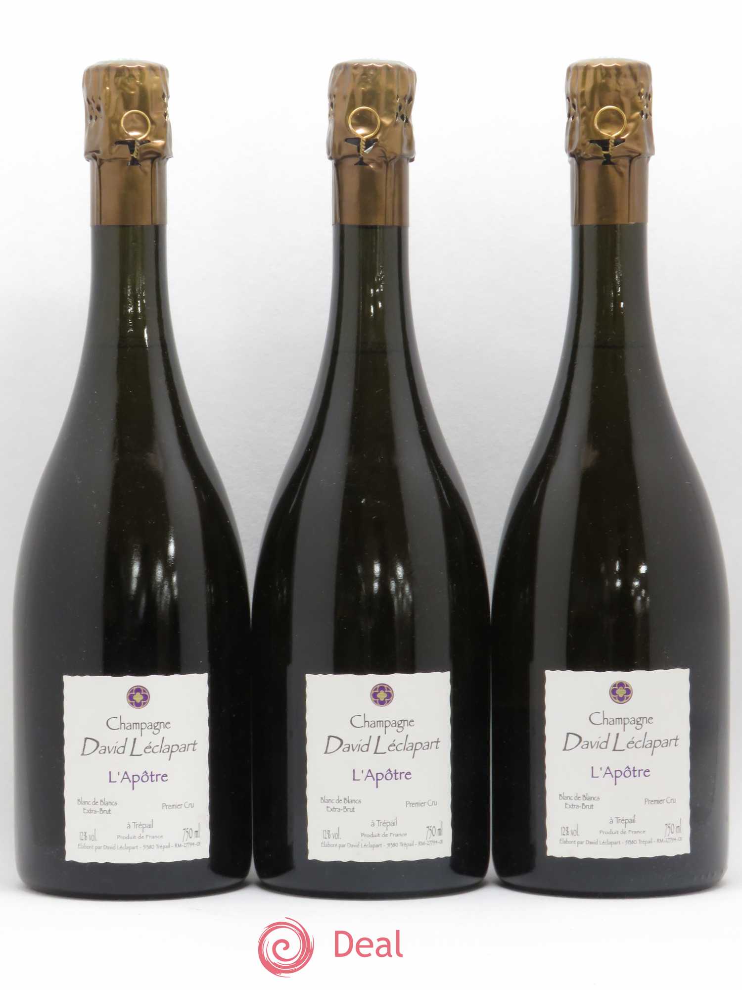 L'Apôtre Blanc de Blancs 1er Cru Extra-Brut David Leclapart 2005 - Lot de 3 bouteilles - 0