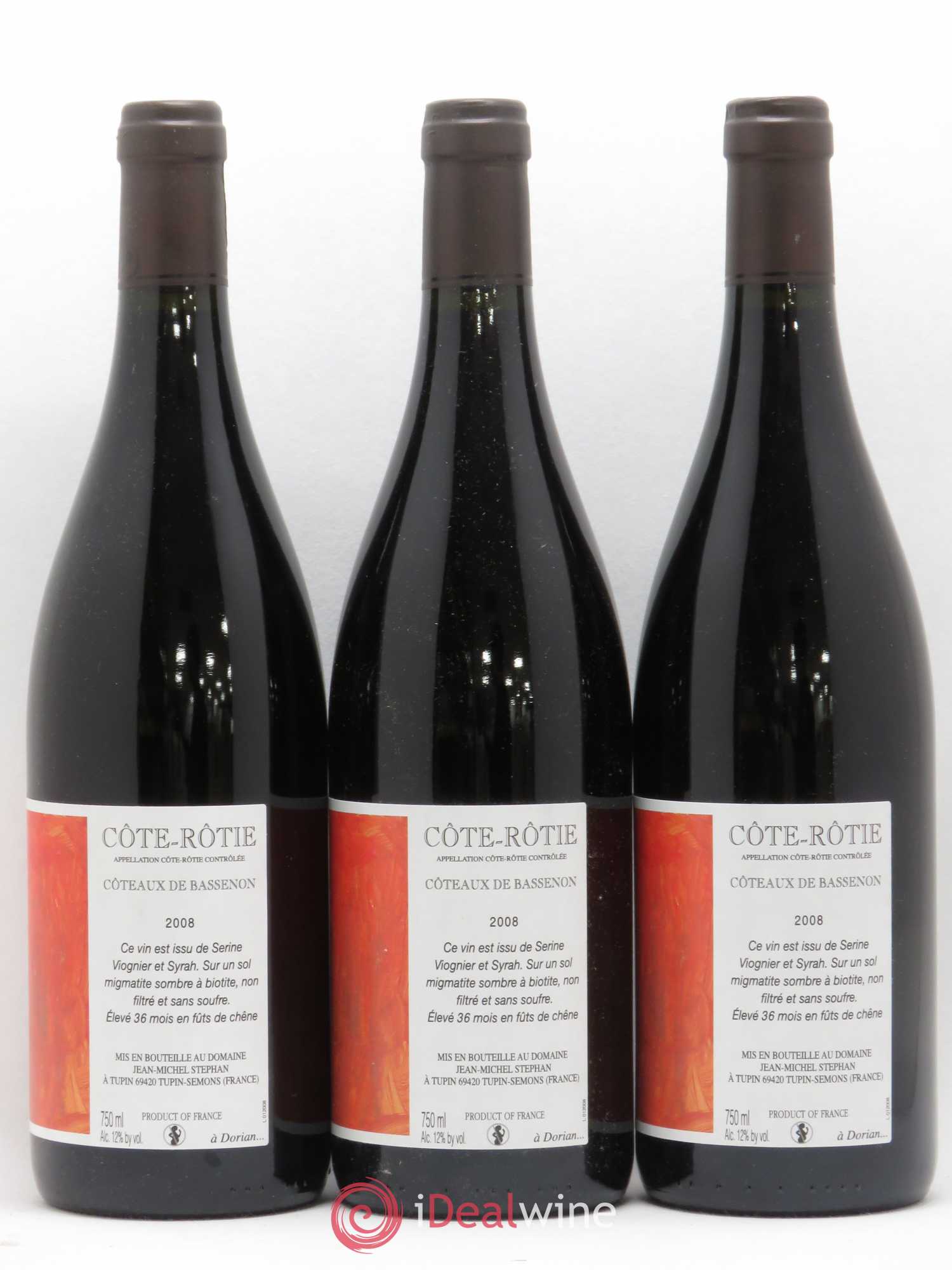 Côte-Rôtie Coteaux de Bassenon Jean-Michel Stephan 2008 - Lot de 3 bouteilles - 1