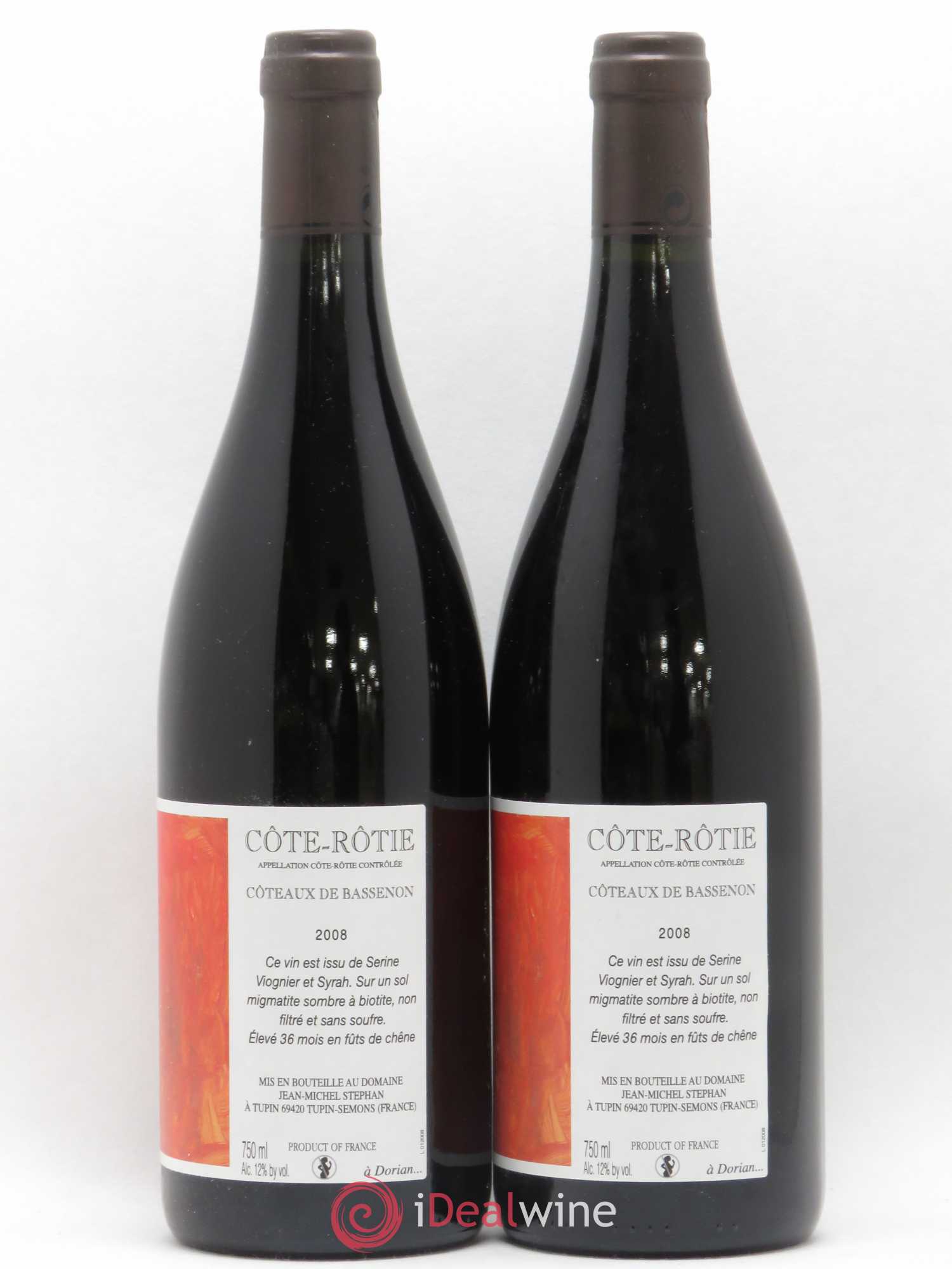 Côte-Rôtie Coteaux de Bassenon Jean-Michel Stephan 2008 - Lot de 2 bouteilles - 1