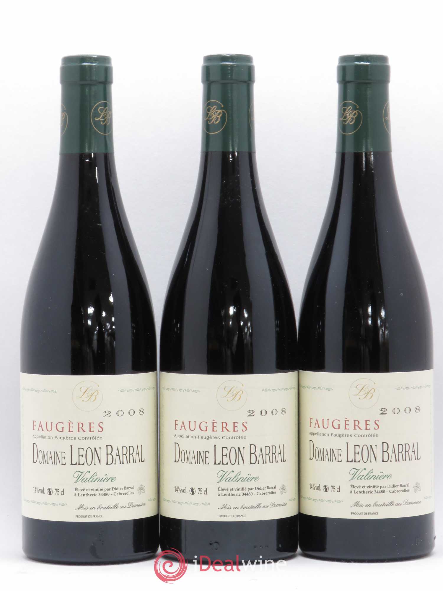 Faugères Valinière Domaine Léon Barral 2008 - Lot de 3 bouteilles - 0