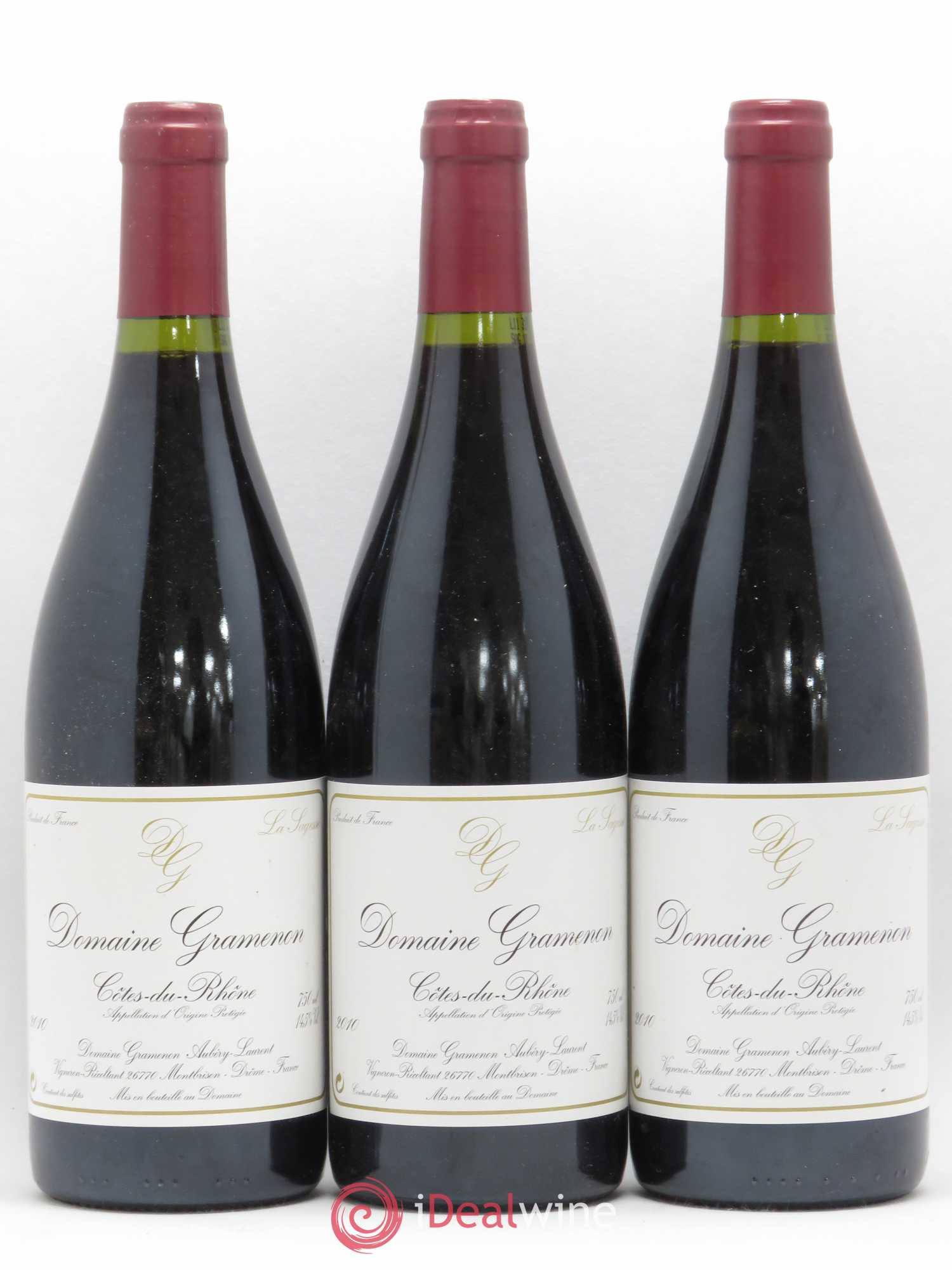 Côtes-du-Rhône La Sagesse Gramenon (Domaine) 2010 - Lot de 3 bouteilles - 0