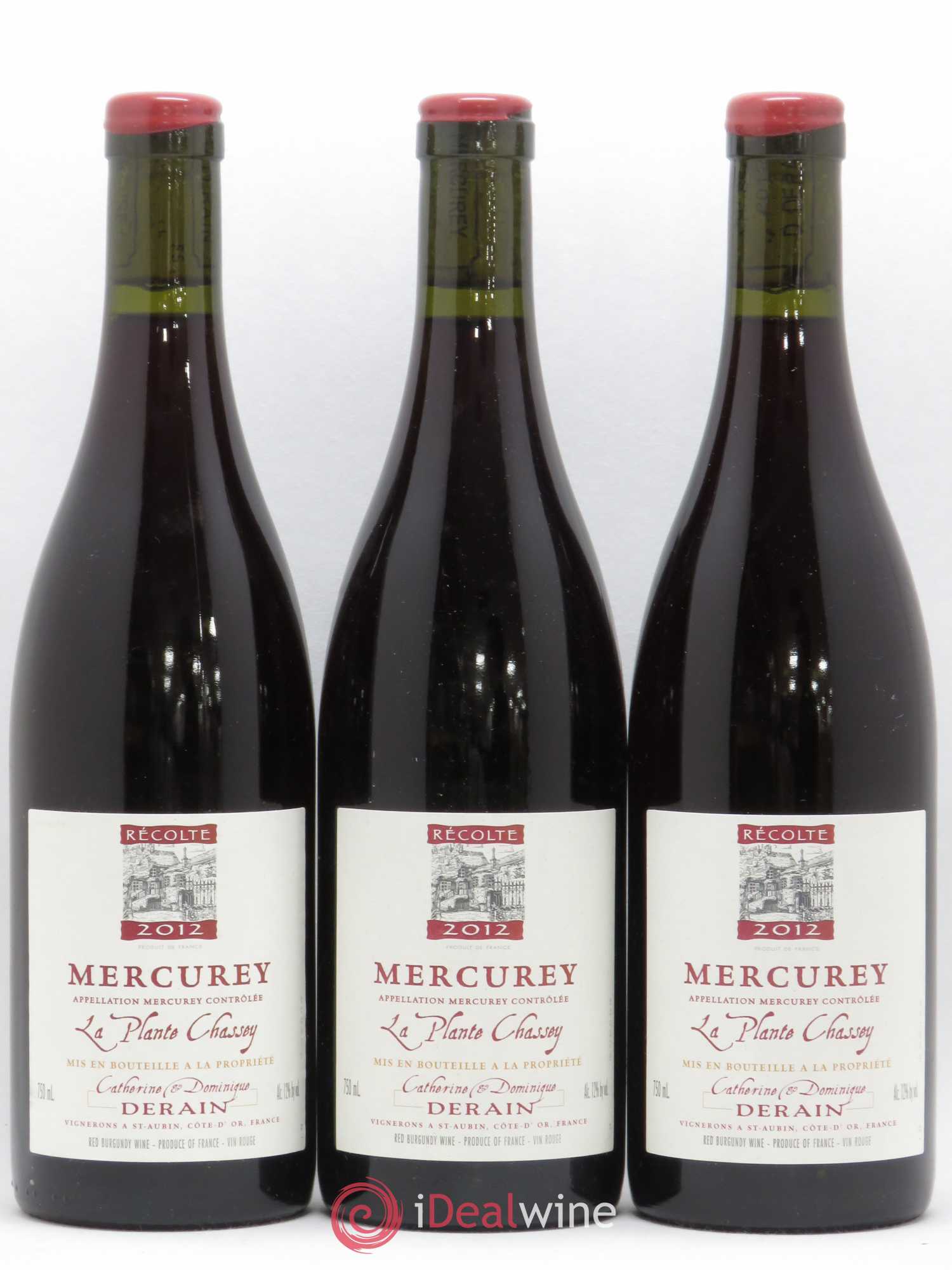 Mercurey La Plante Chassey Catherine & Dominique Derain 2012 - Posten von 3 Flaschen - 0