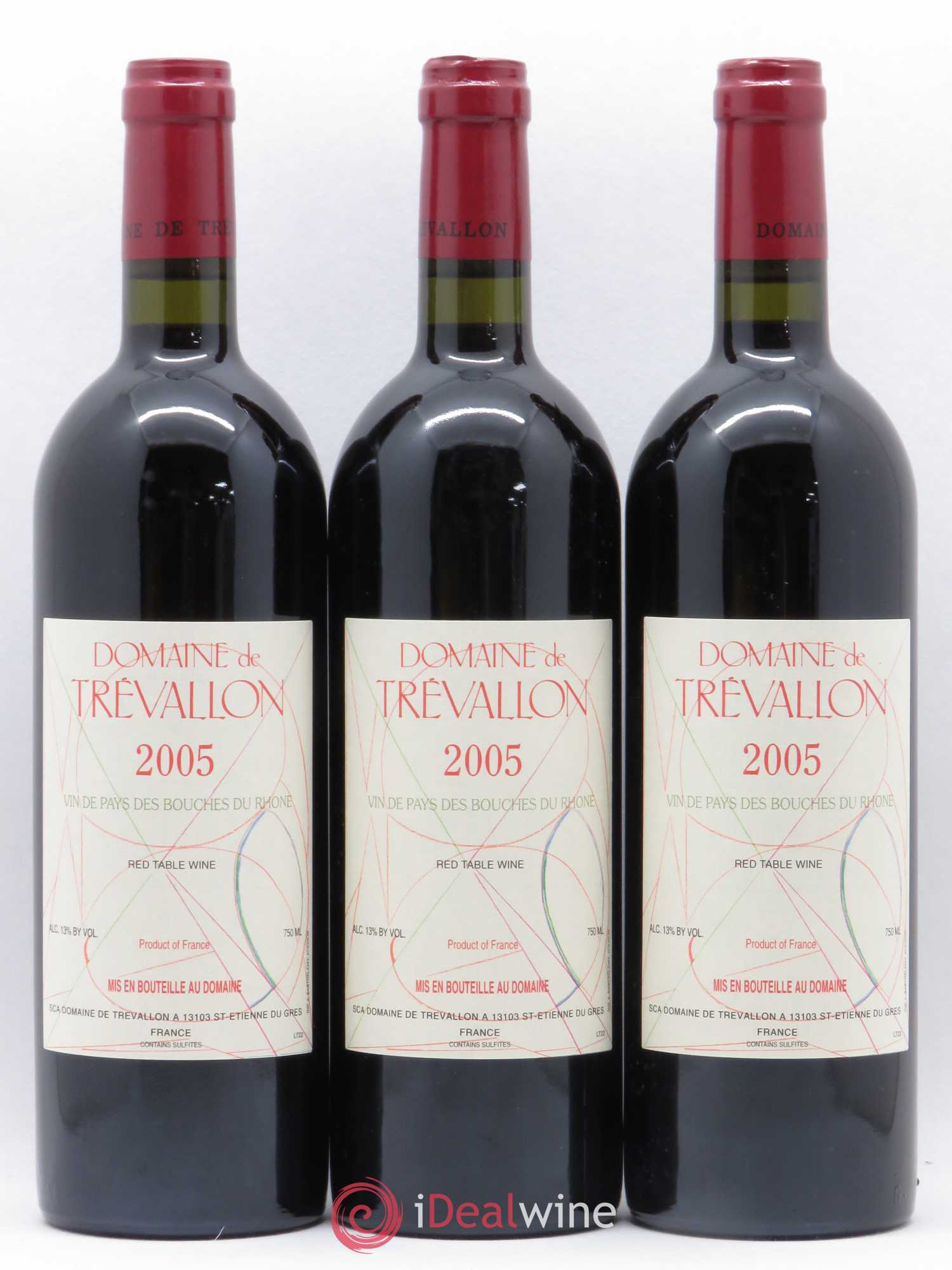 VDP Bouches du Rhône Trévallon (Domaine de) Eloi Dürrbach 2005 - Lot de 3 bouteilles - 0