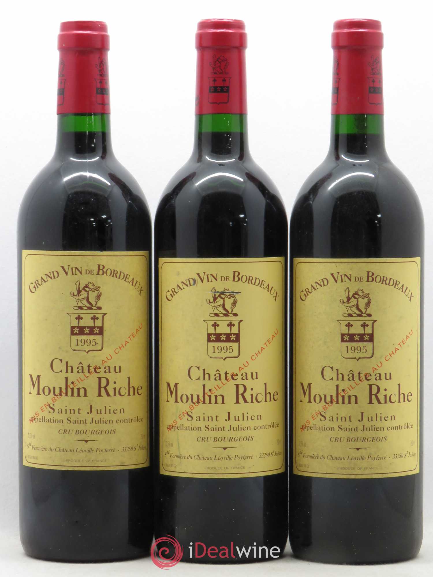 Château Moulin Riche 1995 - Lot de 3 bouteilles - 0