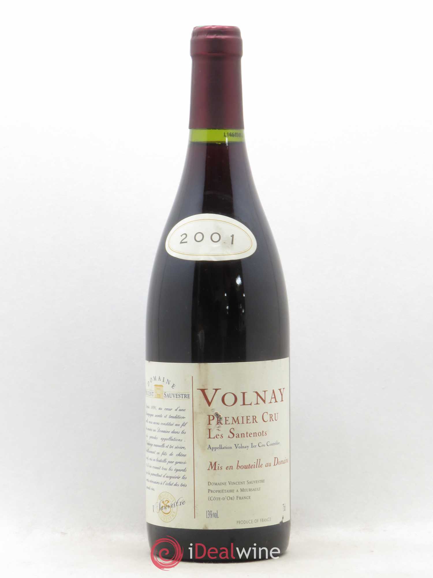 Volnay 1er Cru Les Santenots Vincent Sauvestre 2001 - Posten von 1 Flasche - 0