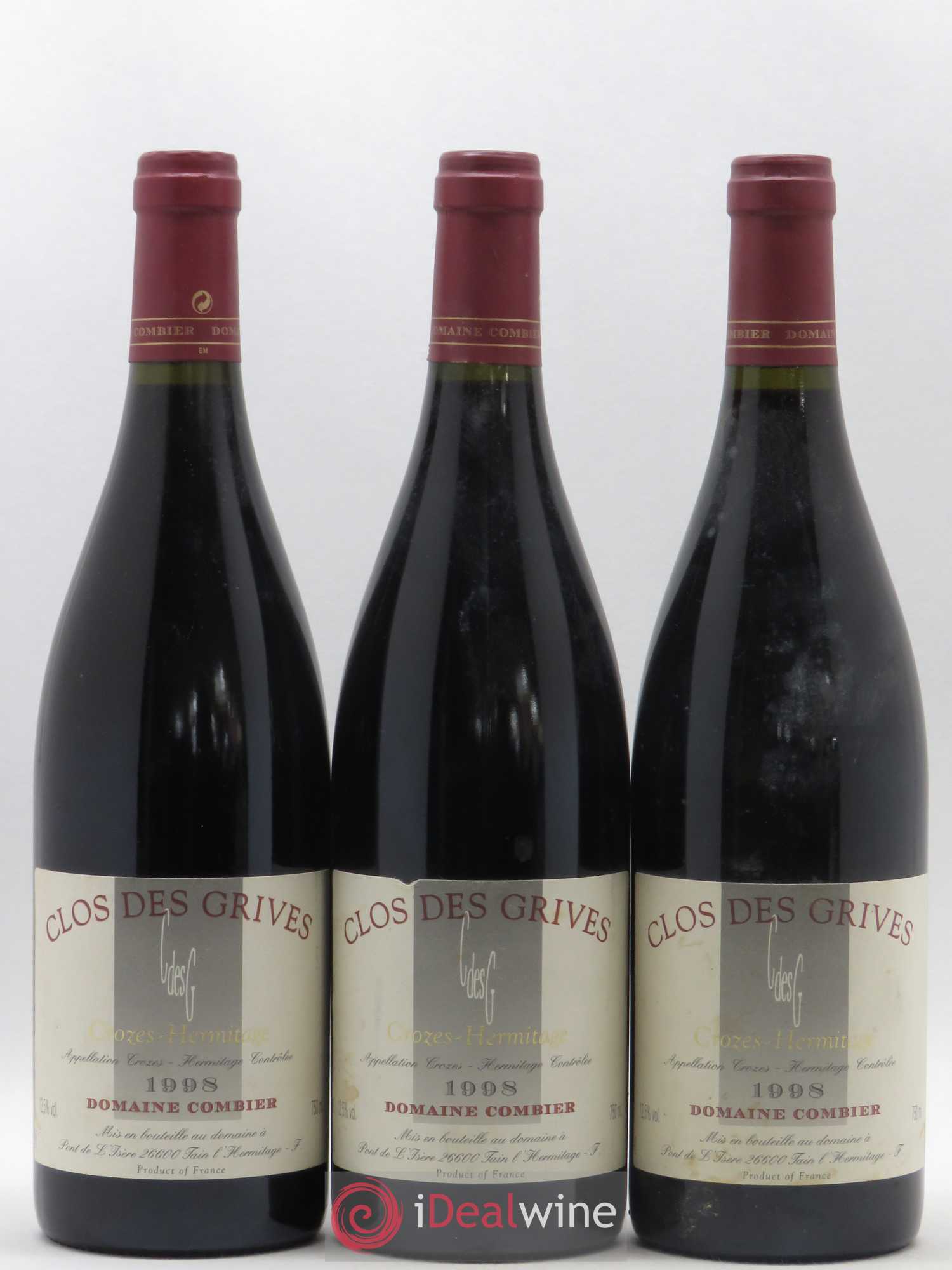 Crozes-Hermitage Clos des Grives Combier 1998 - Lot de 3 bouteilles - 0