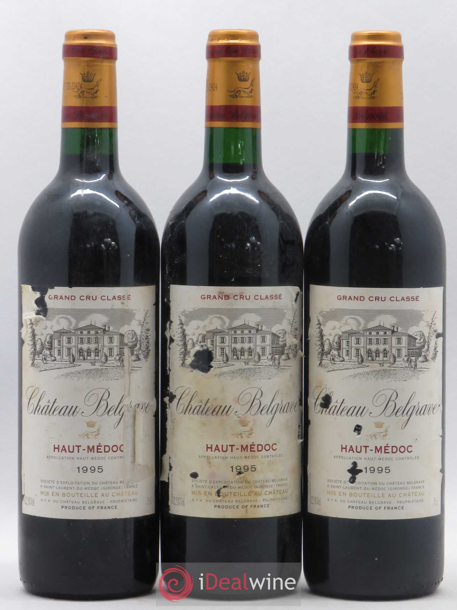 Château Belgrave 5ème Grand Cru Classé 1995 - Lot de 3 bouteilles - 0