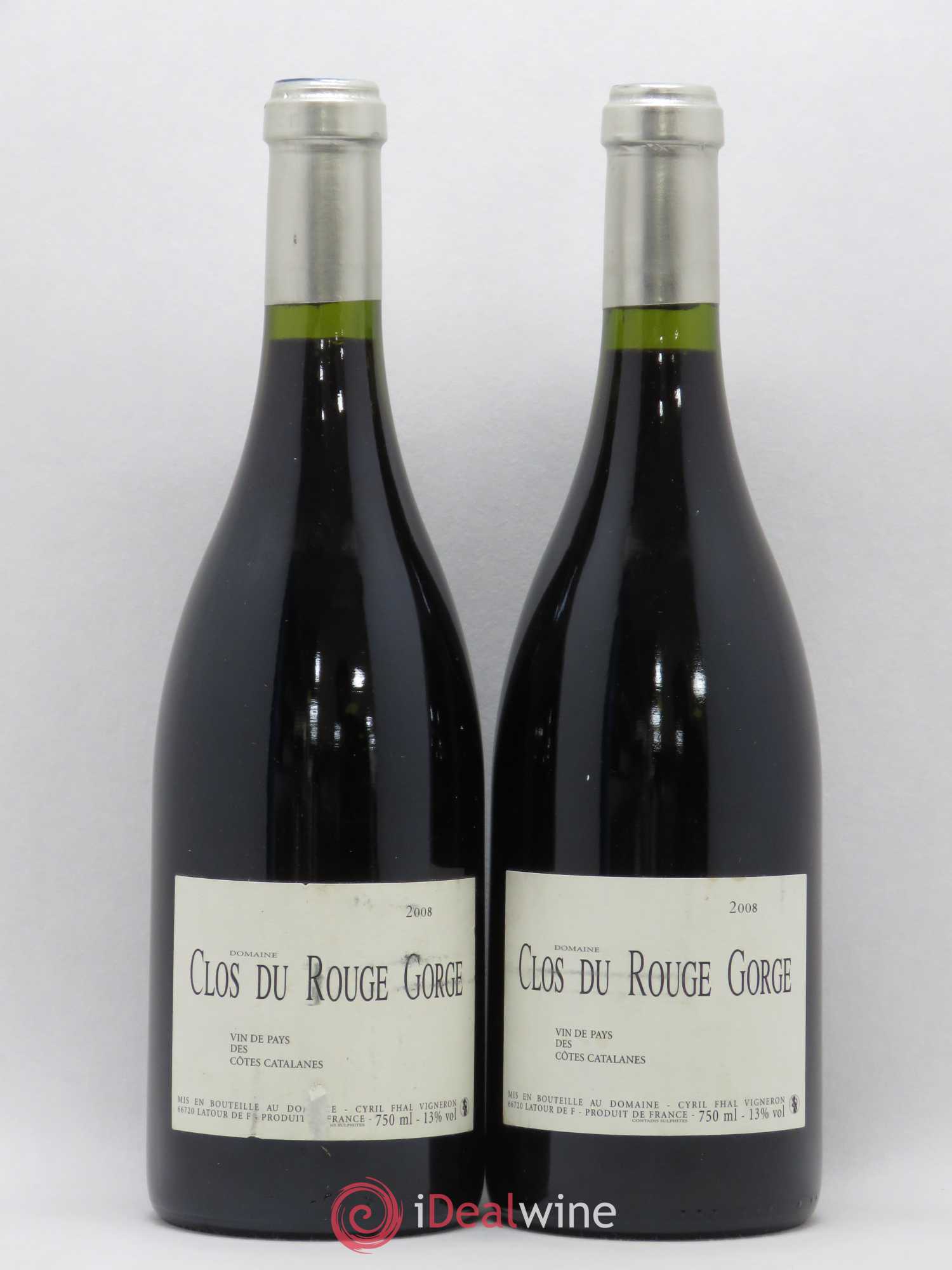 Côtes Catalanes Clos du Rouge Gorge Vieilles Vignes Cyril Fhal 2008 - Lot de 2 bouteilles - 0